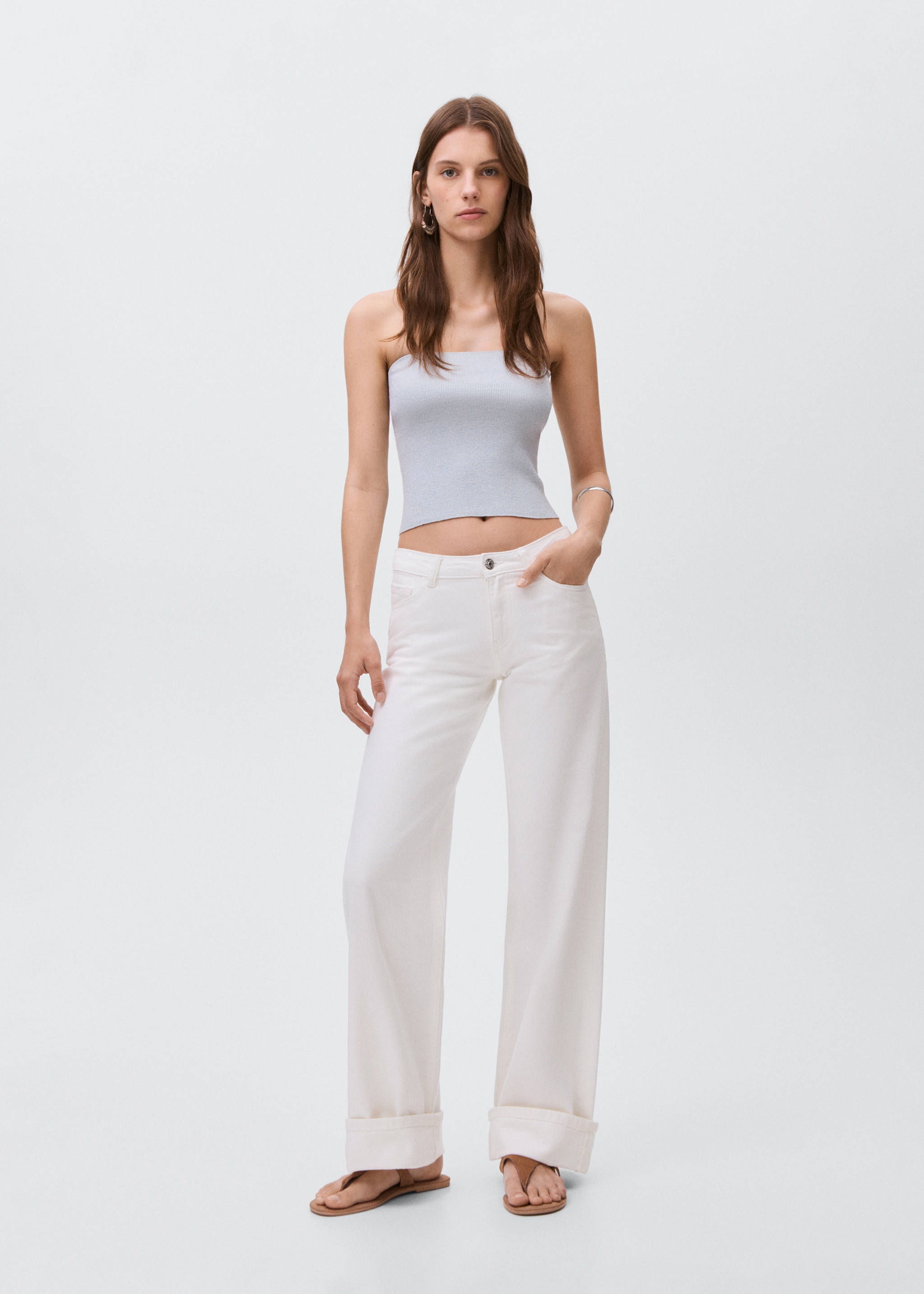 Wideleg-Jeans mit Saum-Umschlag - Allgemeine Ansicht