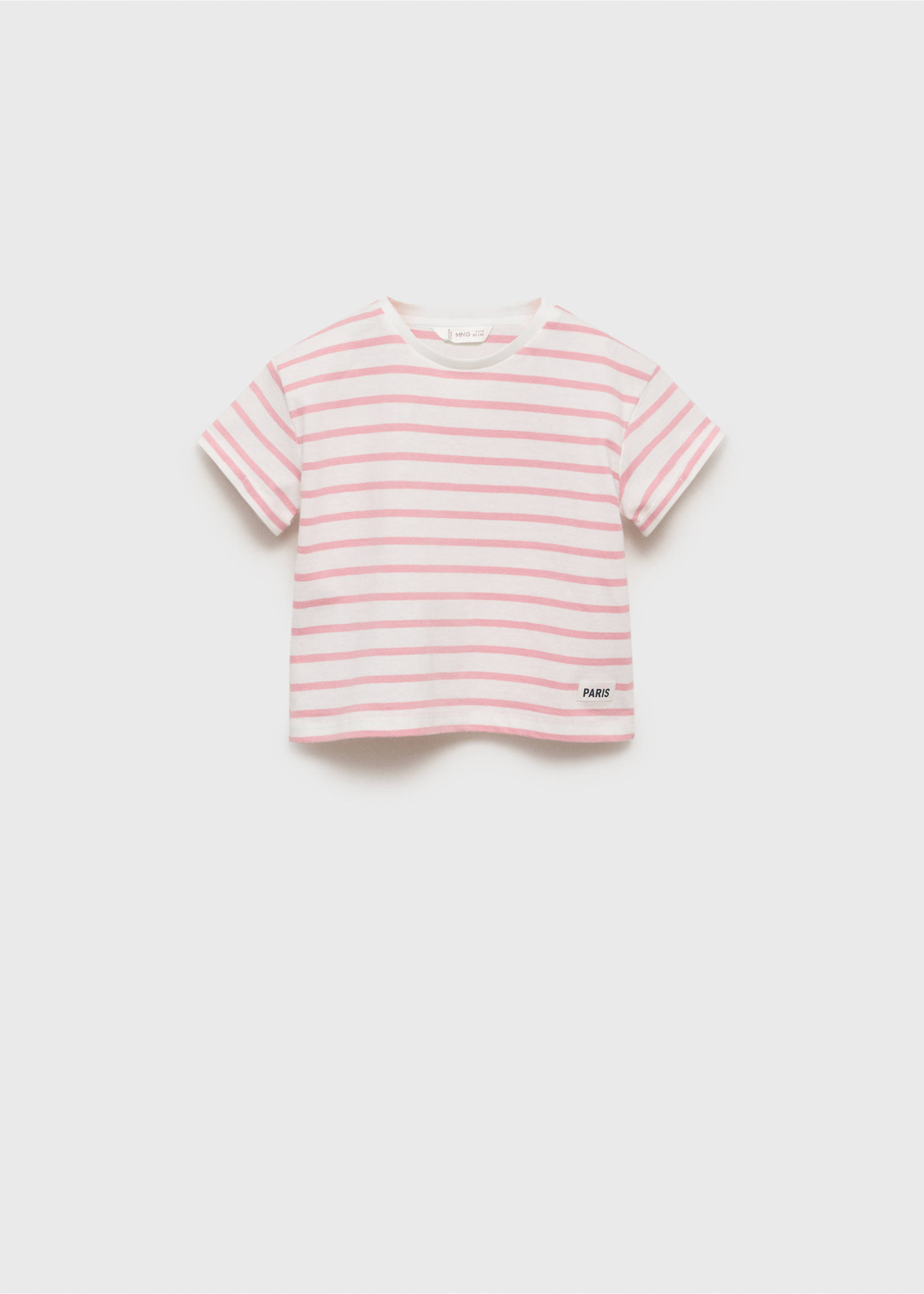 T-shirt à rayures et ornement - Article sans modèle, Rose. Ref: 17003289-00.