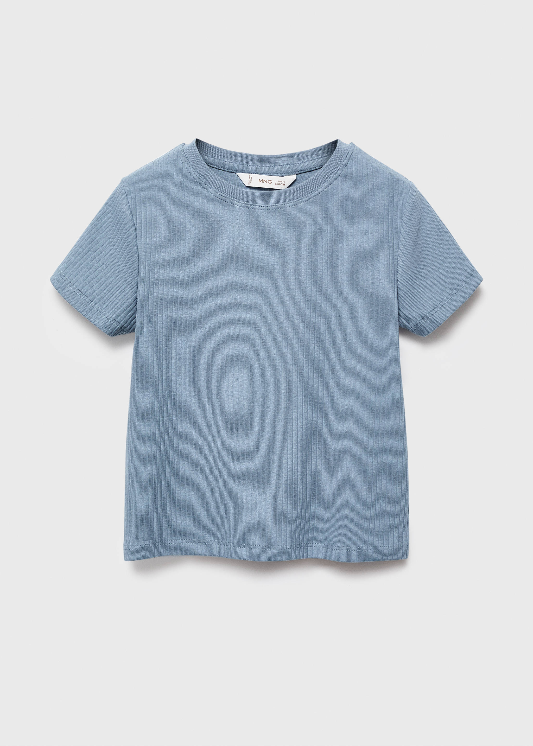 T-shirt coton côtelé - Article sans modèle, Bleu. Ref: 17003291-00.