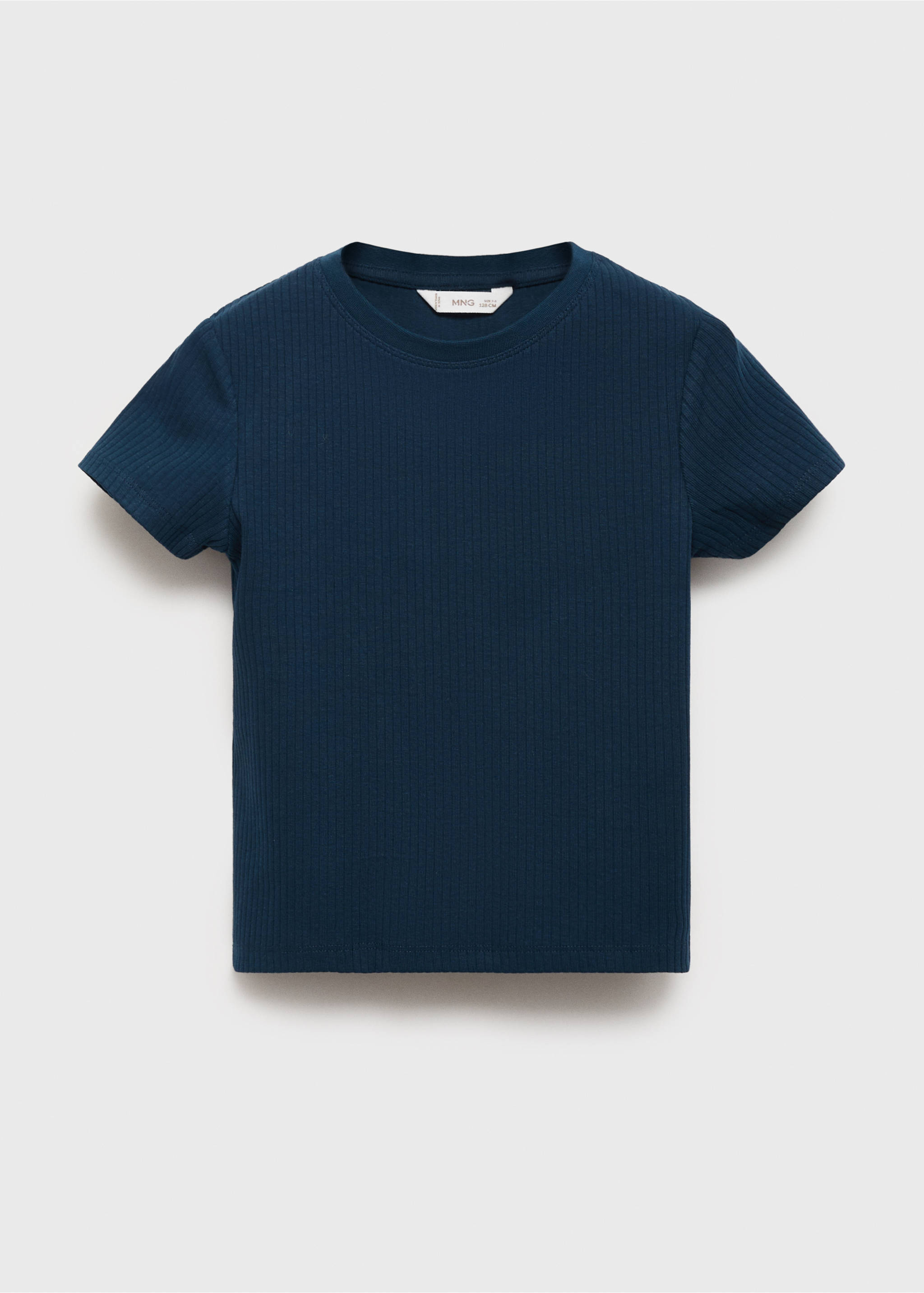 Ribbed cotton T-shirt - Article without model, Navy. Ref: 17003291-00.