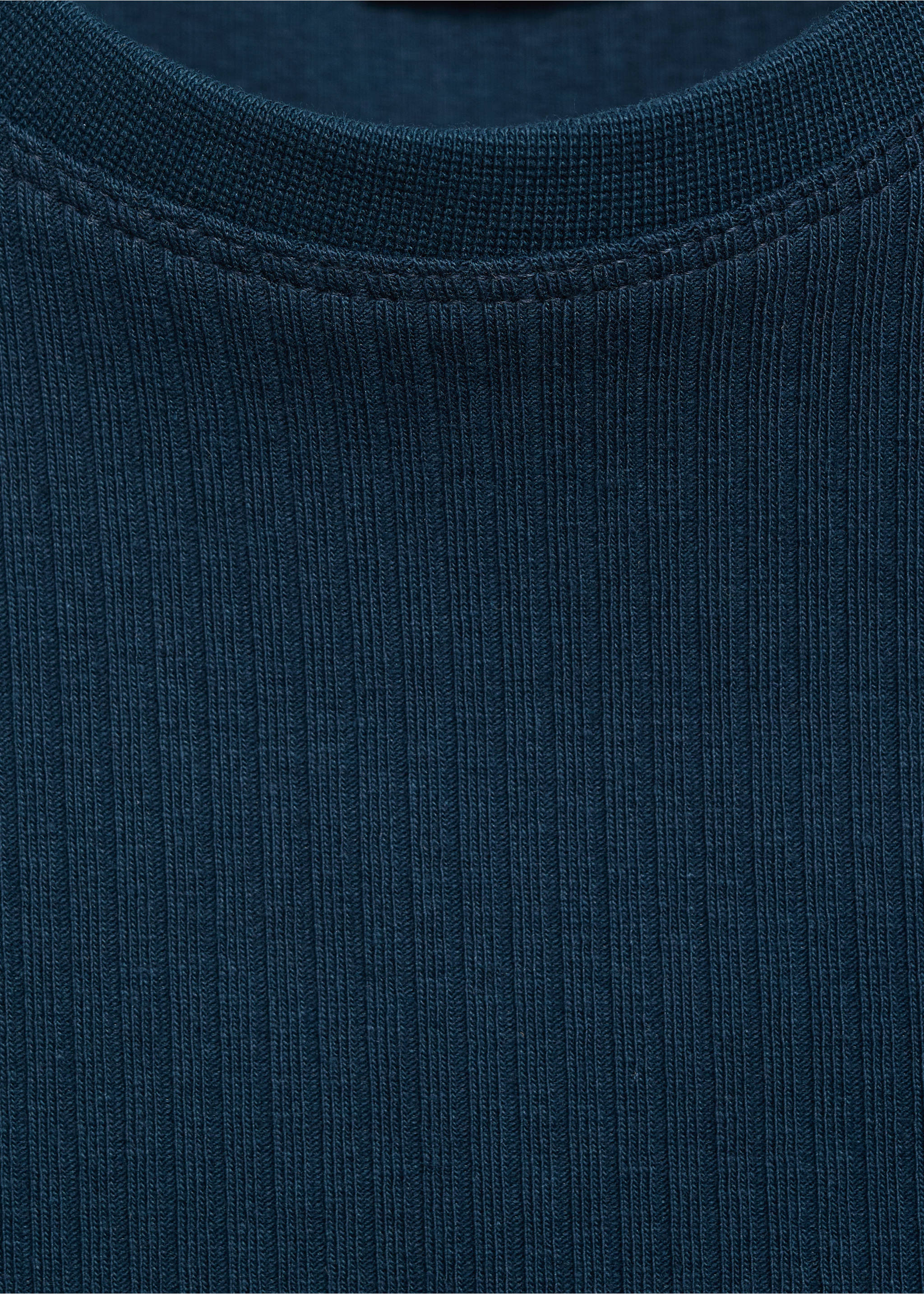 Ribbed cotton T-shirt - Details of the article 8, Navy. Ref: 17003291-00.