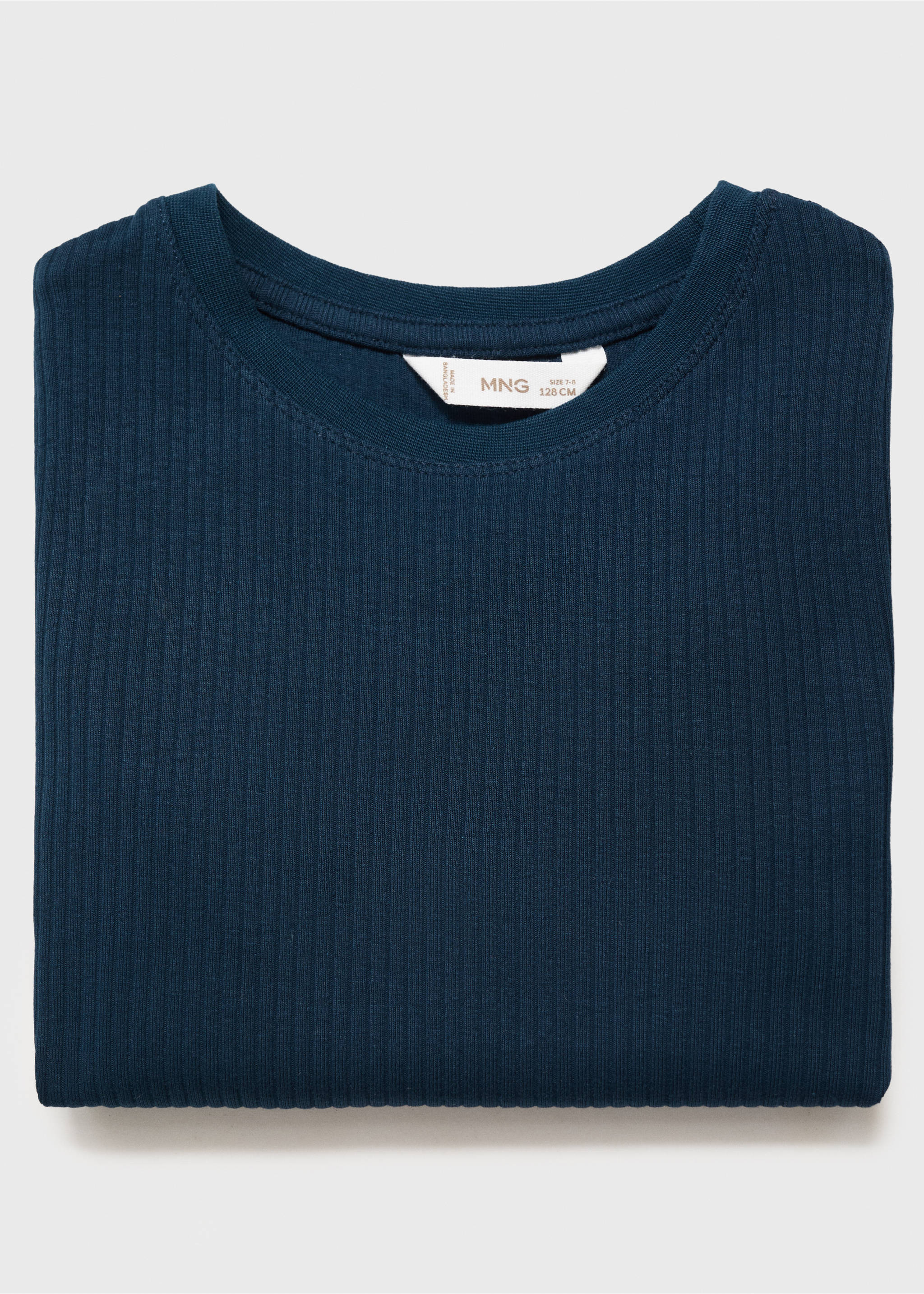 Ribbed cotton T-shirt - Details of the article 0, Navy. Ref: 17003291-00.