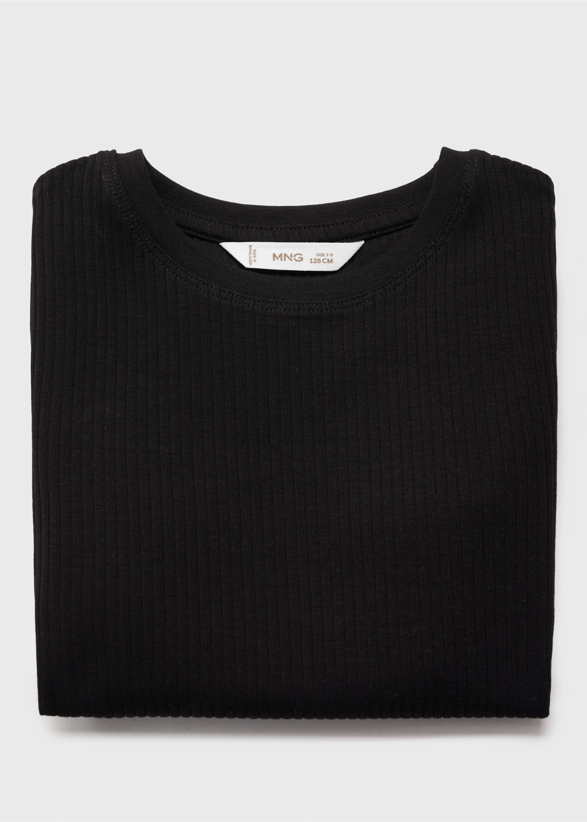 Ribbed cotton T-shirt - Details of the article 8, Black. Ref: 17003291-00.