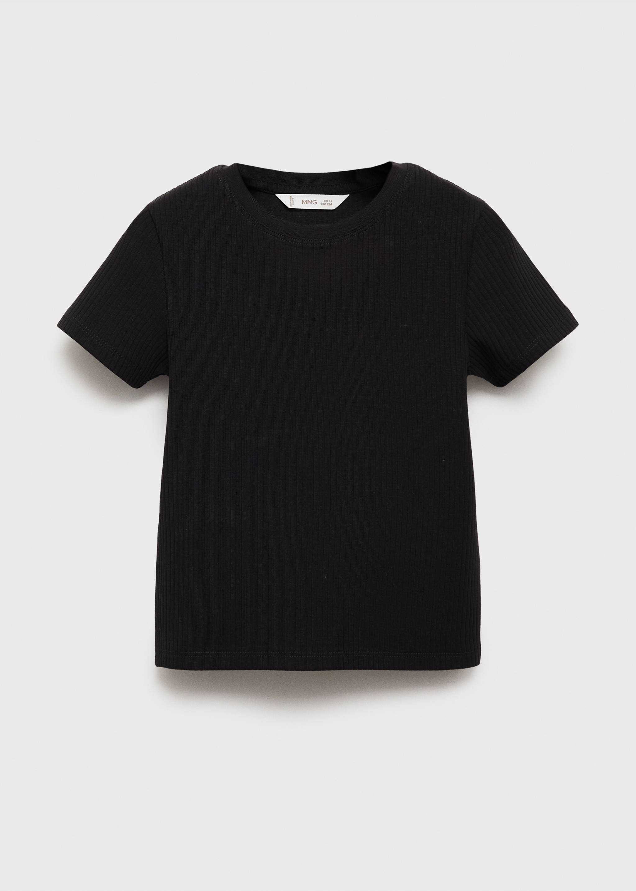 T-shirt coton côtelé - Article sans modèle, Noir. Ref: 17003291-00.