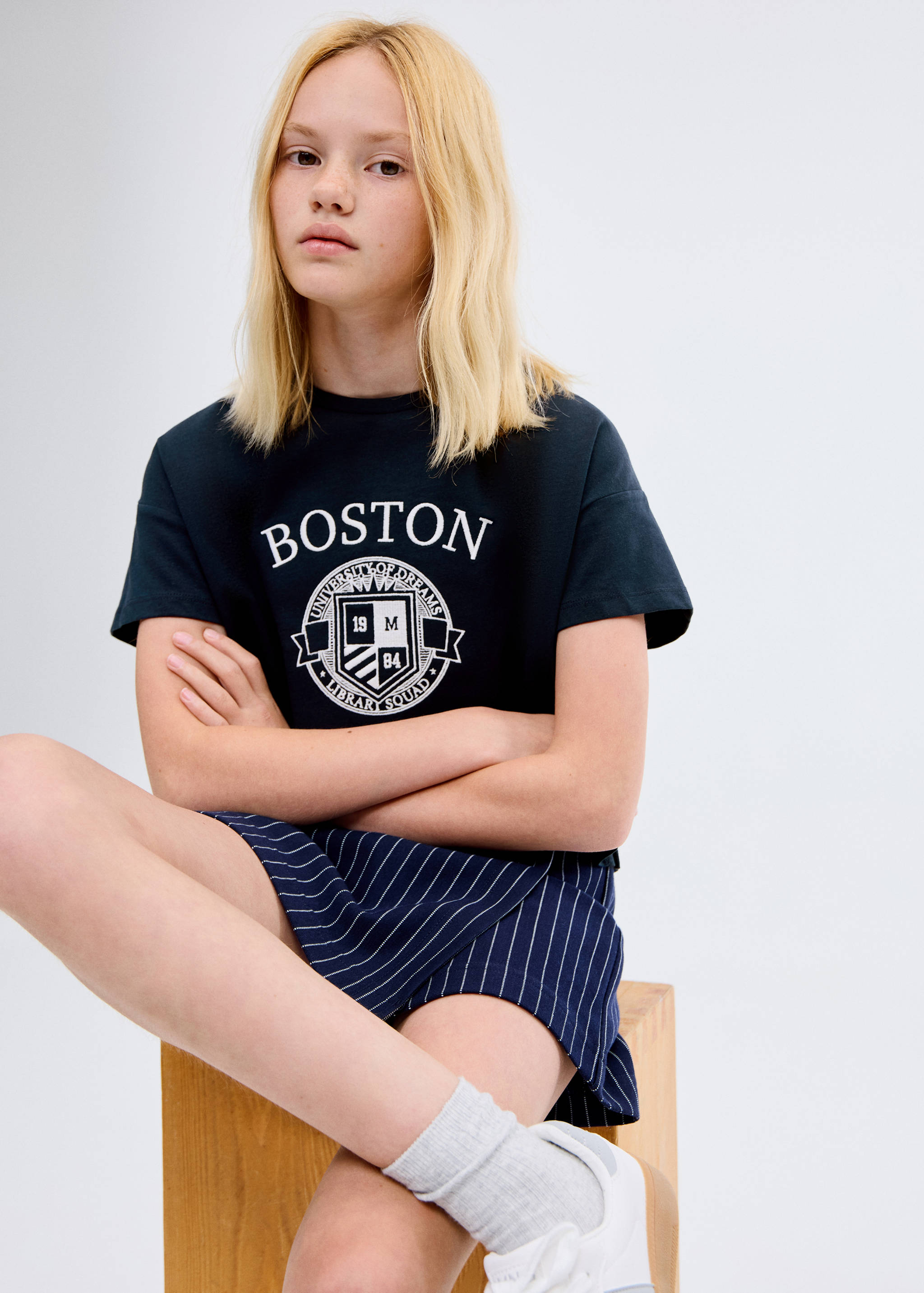 Embroidered cotton T-shirt - Medium plane