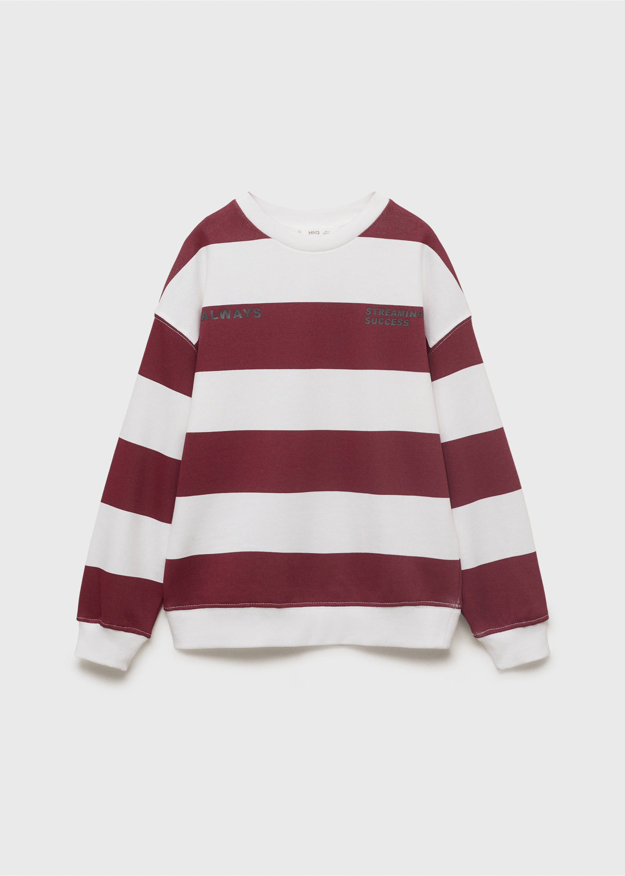 Gestreiftes Baumwoll-Sweatshirt - Artikel ohne Model, Weinrot. Ref: 17003294-00.