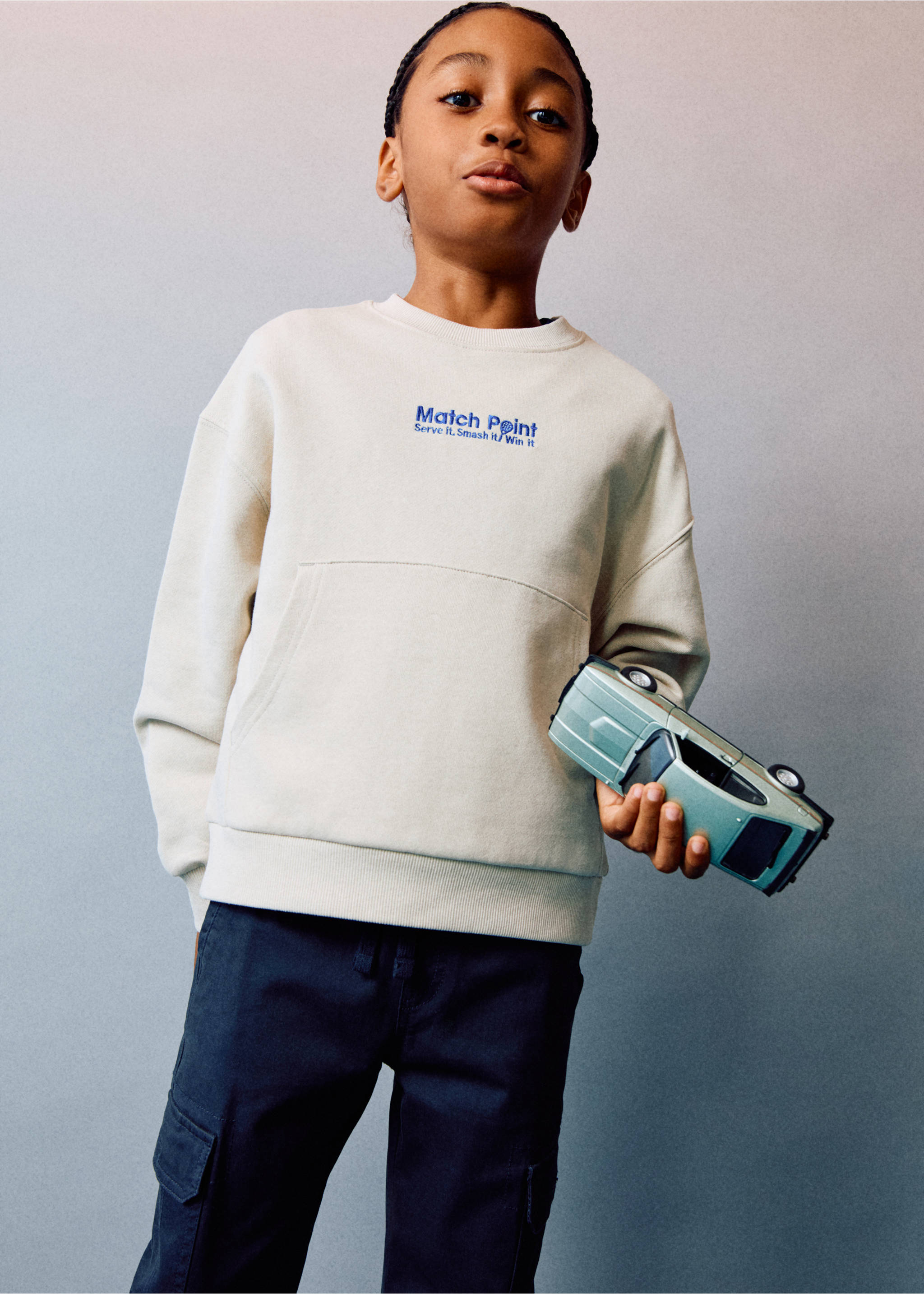 Printed embroidered sweatshirt - Details of the article 5, Sand. Ref: 17003299-00.