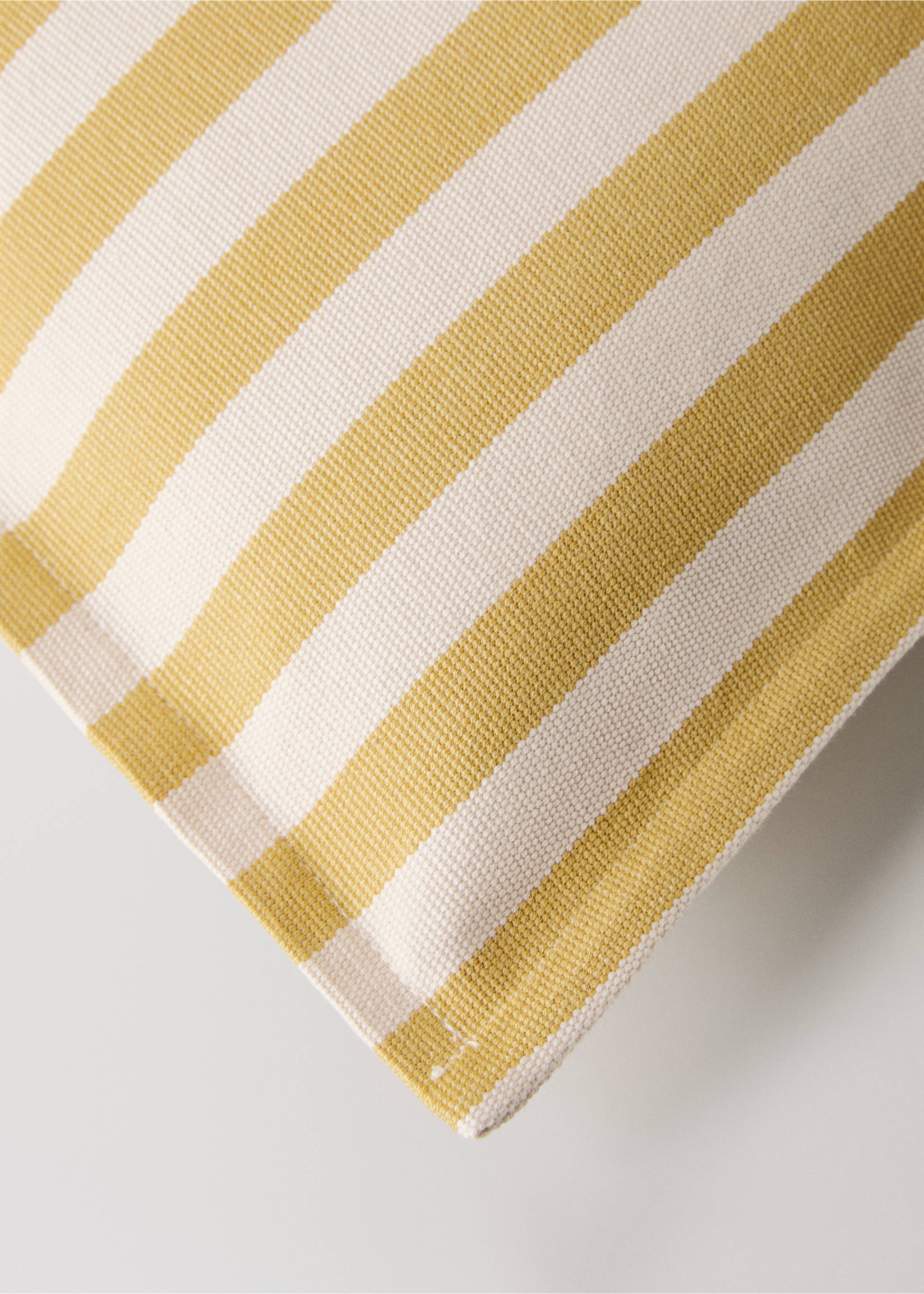 Cotton two-tone cushion cover with woven stripes 50x50 cm - Details of the article 2, Yellow. Ref: 17003319-00.