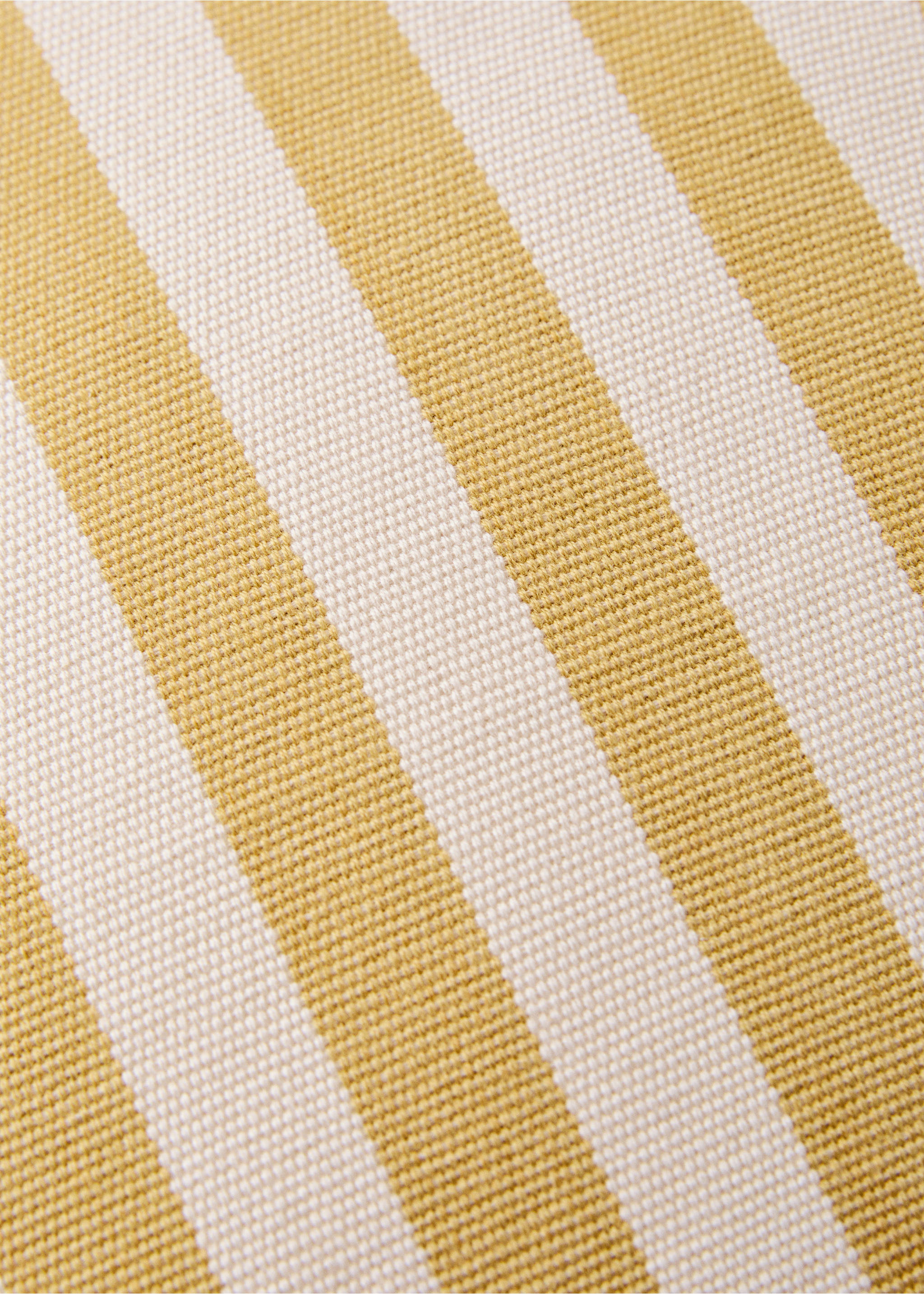 Cotton two-tone cushion cover with woven stripes 50x50 cm - Details of the article 3, Yellow. Ref: 17003319-00.