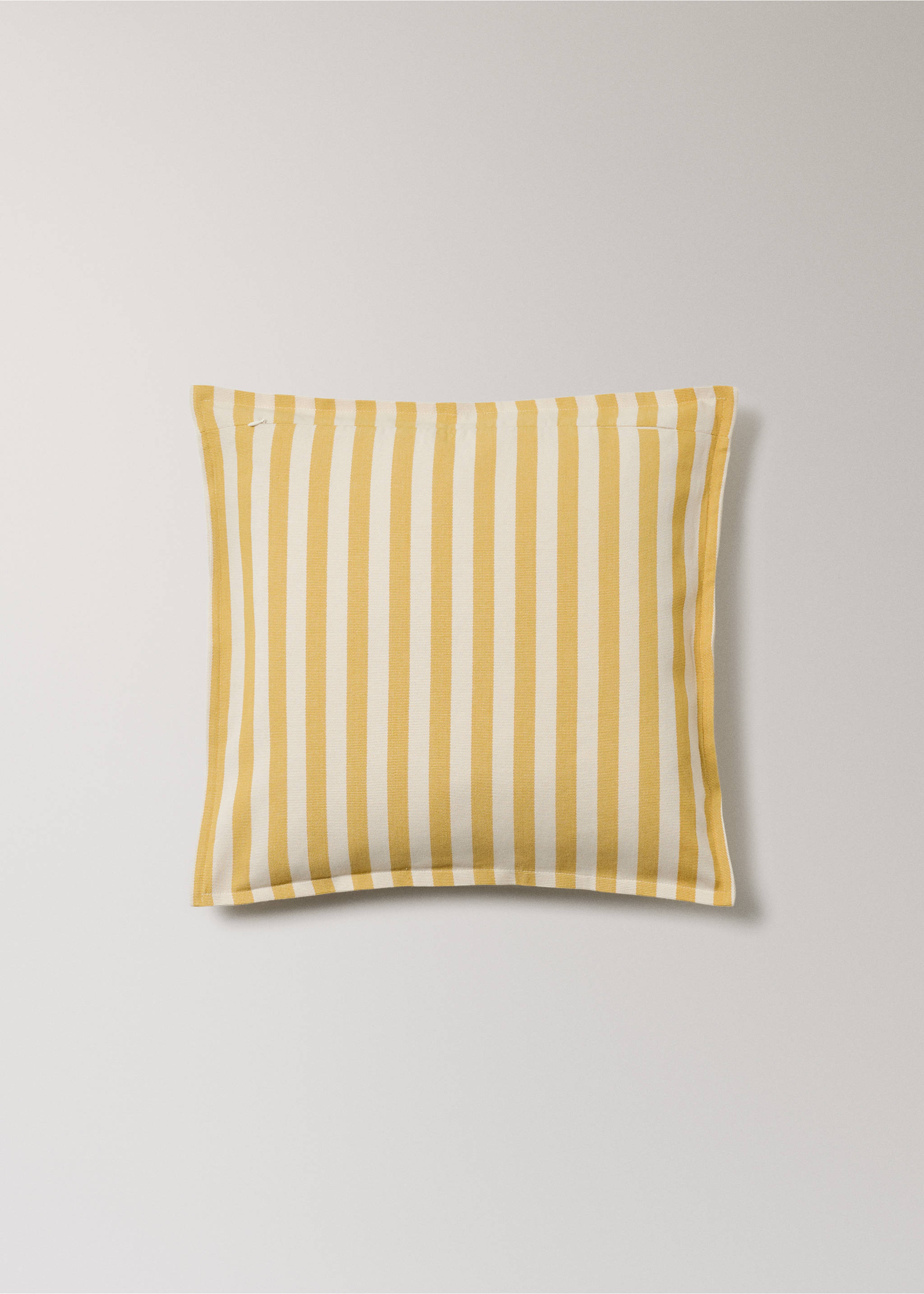 Cotton two-tone cushion cover with woven stripes 50x50 cm - Details of the article 4, Yellow. Ref: 17003319-00.