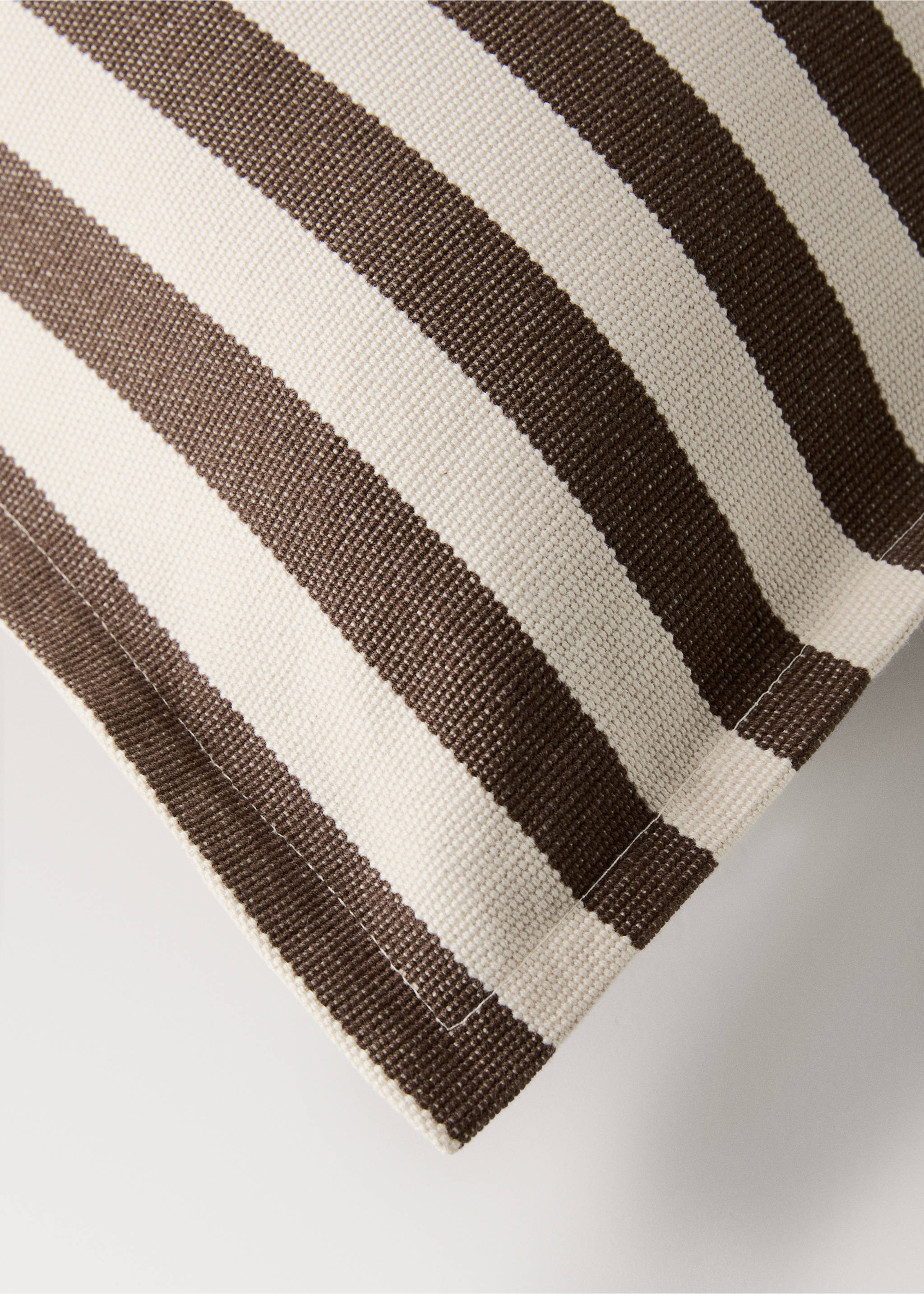 Cotton two-tone cushion cover with woven stripes 50x50 cm - Details of the article 2, Chocolate. Ref: 17003319-00.