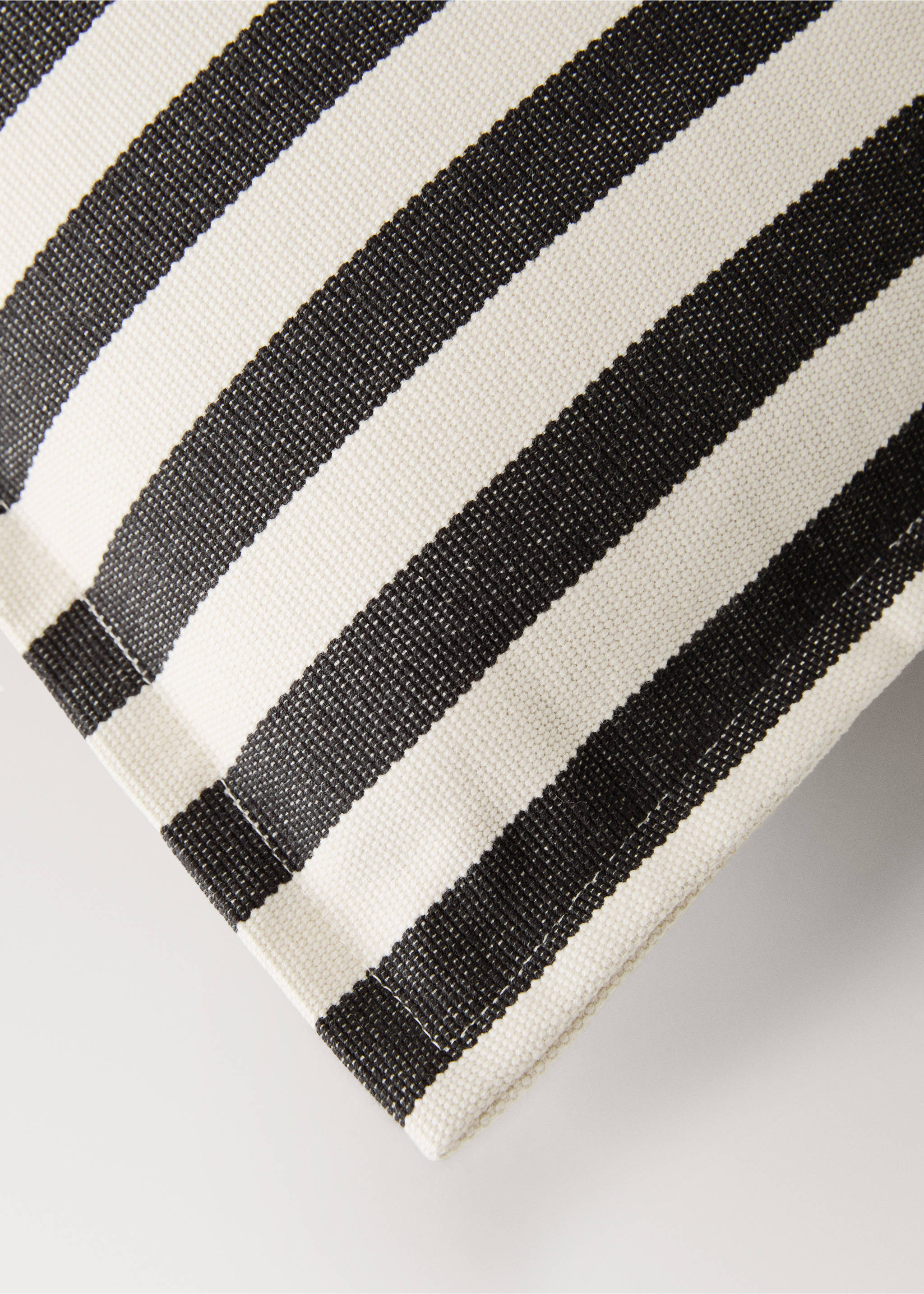 Cotton two-tone cushion cover with woven stripes 50x50 cm - Details of the article 3, Dark Grey. Ref: 17003319-00.