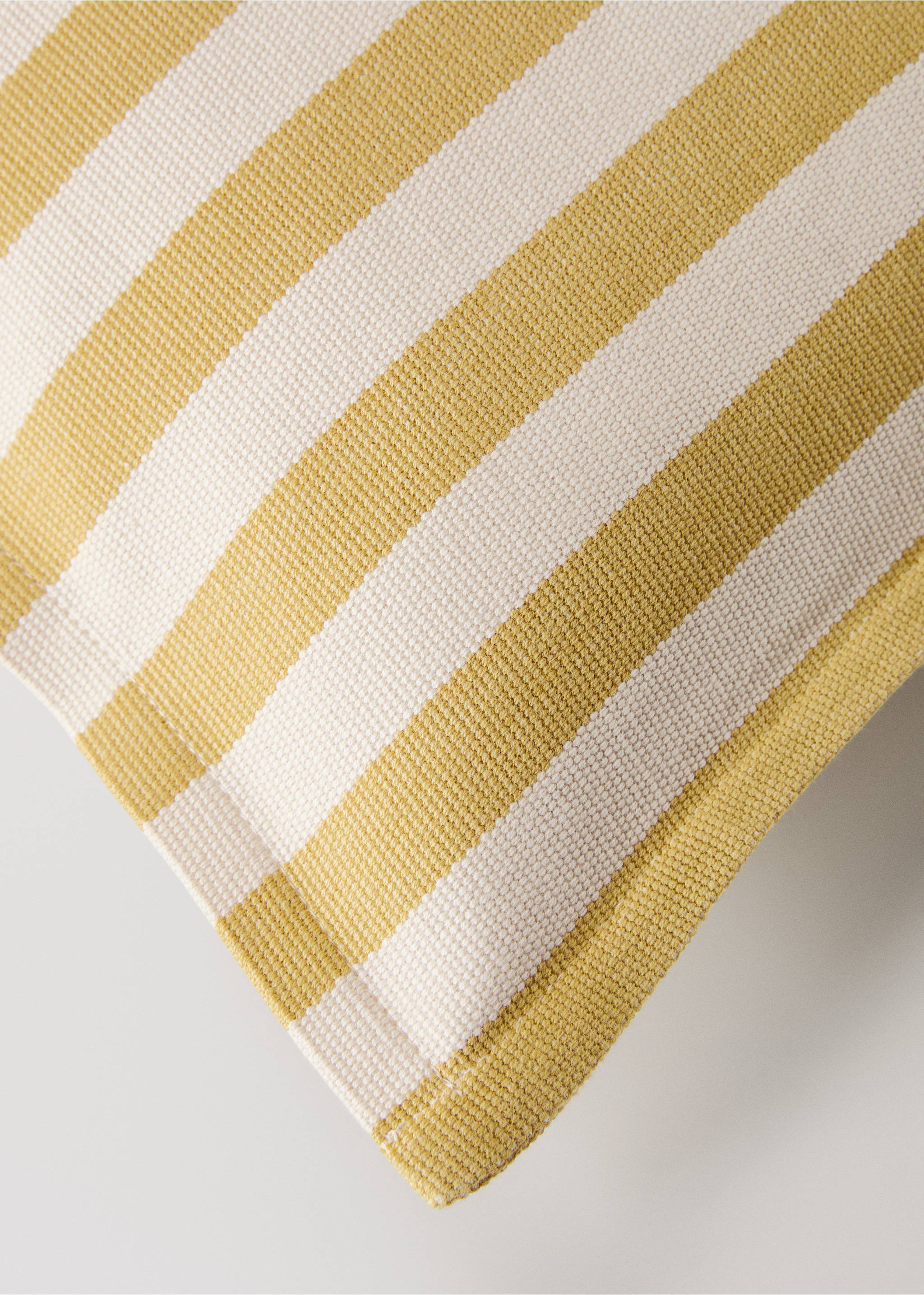 Cotton two-tone cushion cover with woven stripes 30x50 cm - Details of the article 2, Yellow. Ref: 17003320-00.