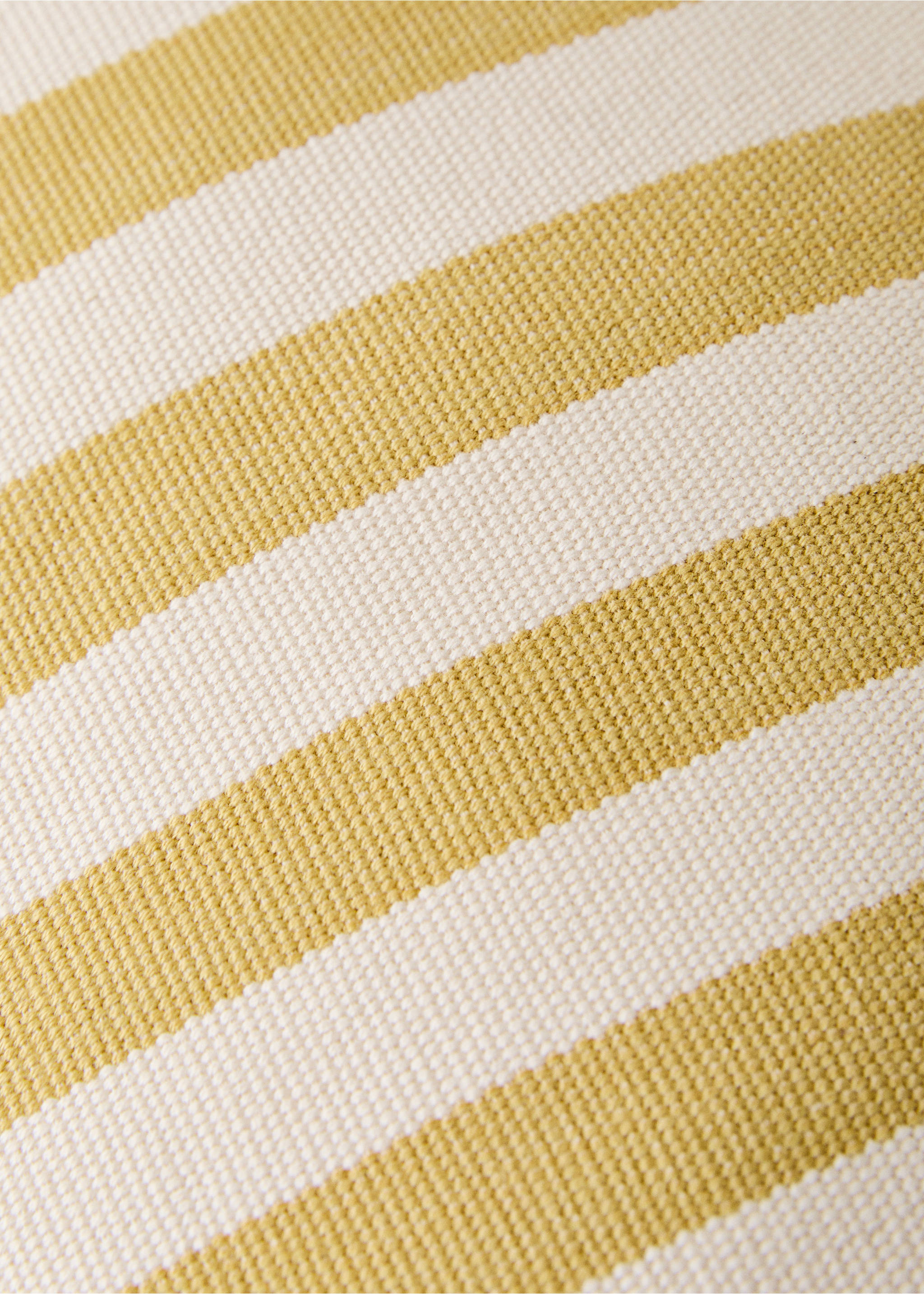 Cotton two-tone cushion cover with woven stripes 30x50 cm - Details of the article 3, Yellow. Ref: 17003320-00.