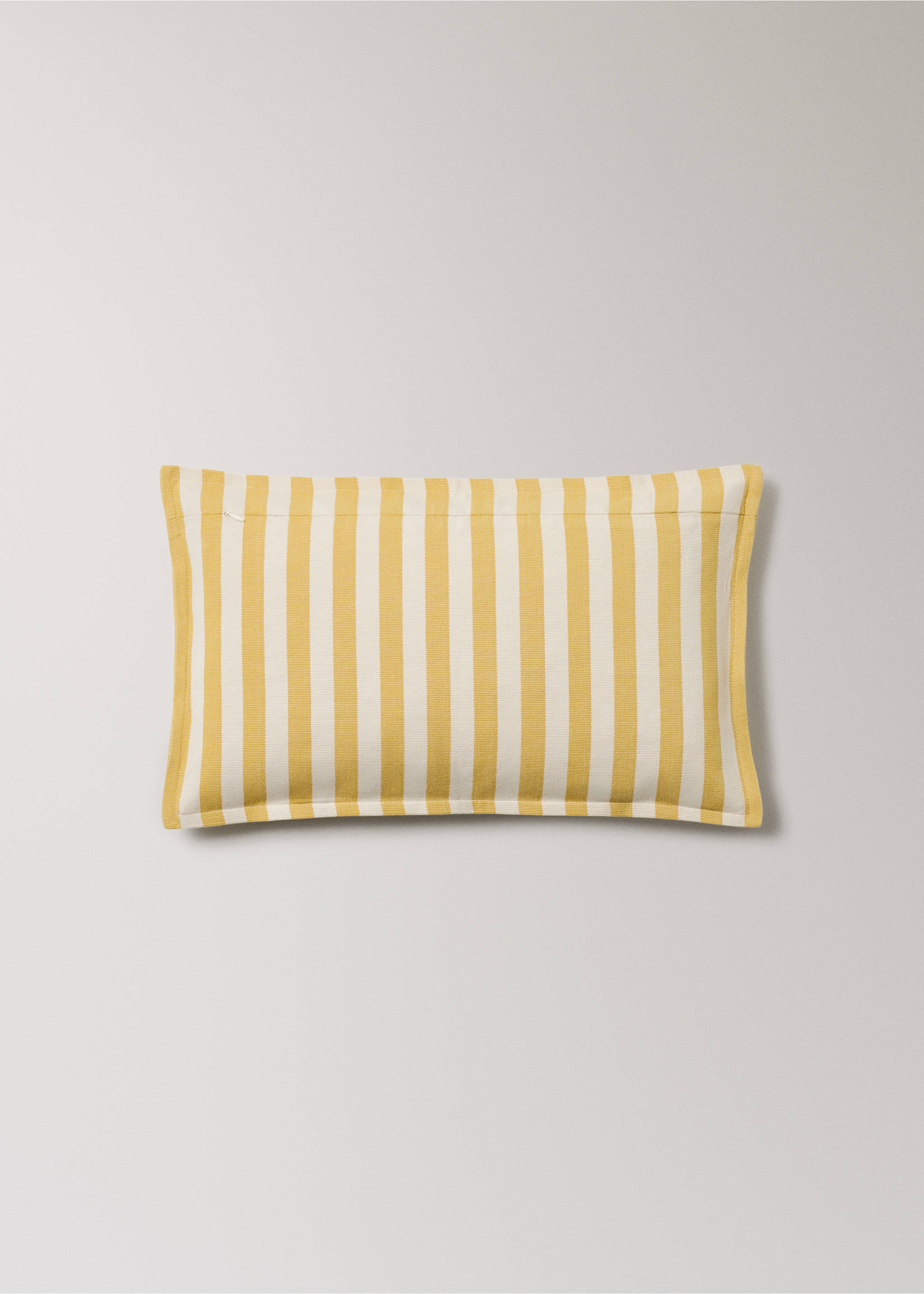 Cotton two-tone cushion cover with woven stripes 30x50 cm - Details of the article 4, Yellow. Ref: 17003320-00.