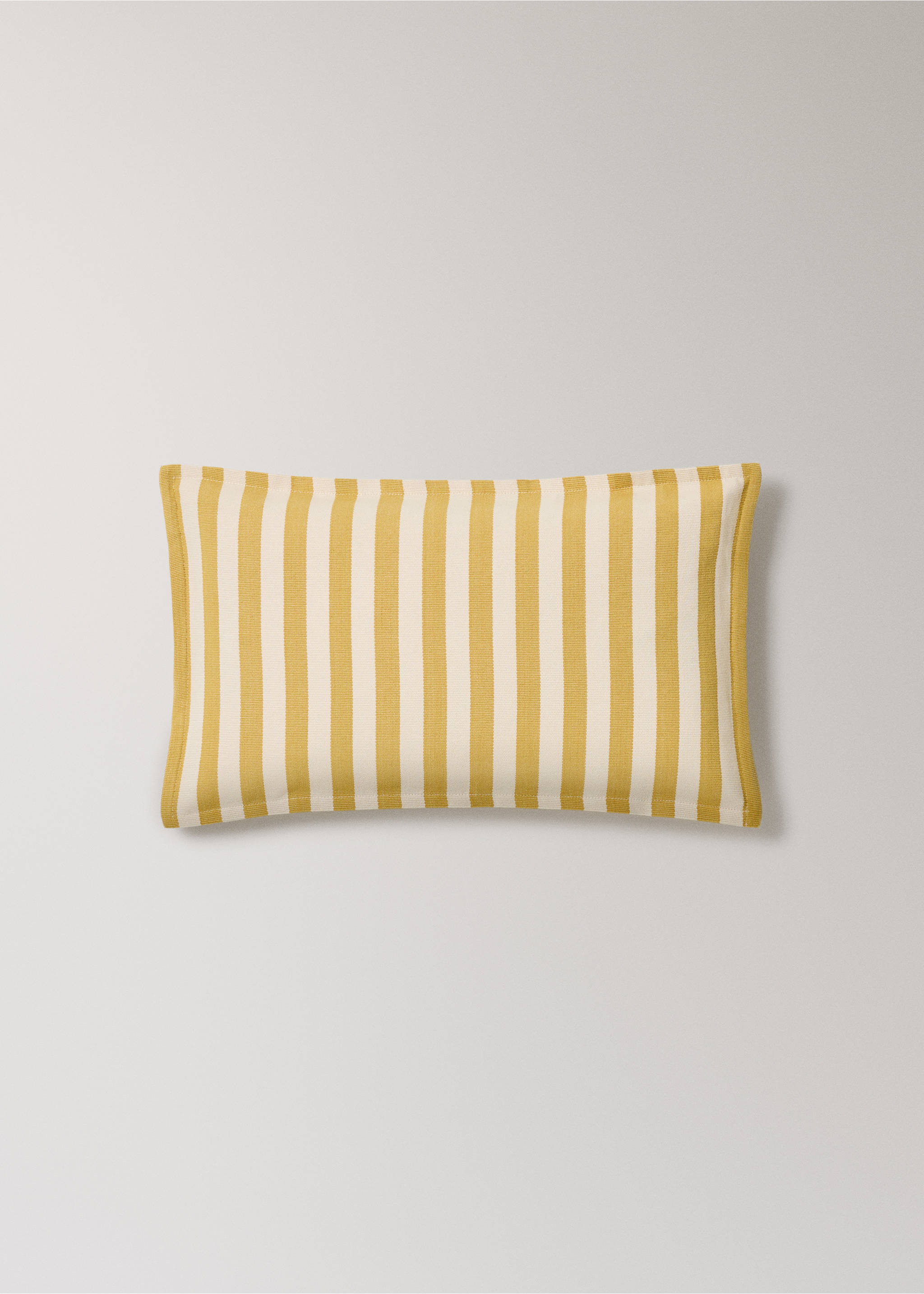 Cotton two-tone cushion cover with woven stripes 30x50 cm - Article without model, Yellow. Ref: 17003320-00.