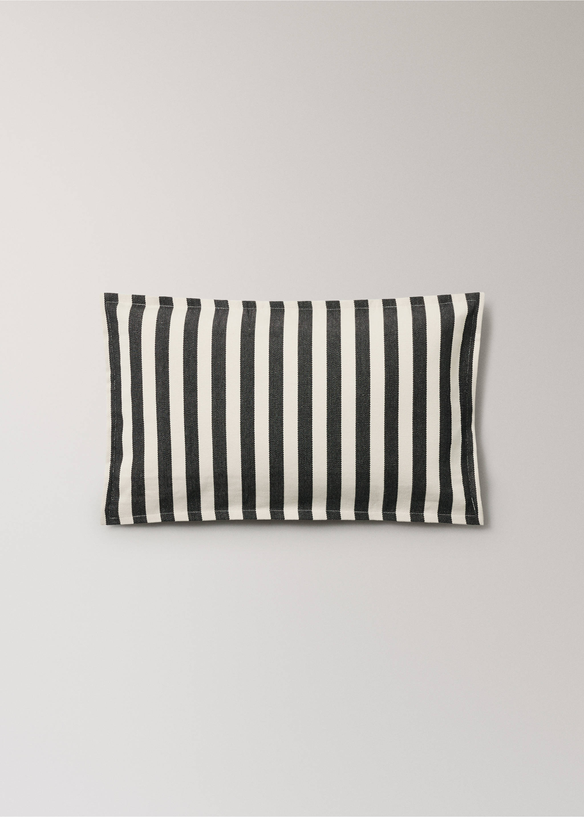 Cotton two-tone cushion cover with woven stripes 30x50 cm - Article without model, Dark Grey. Ref: 17003320-00.