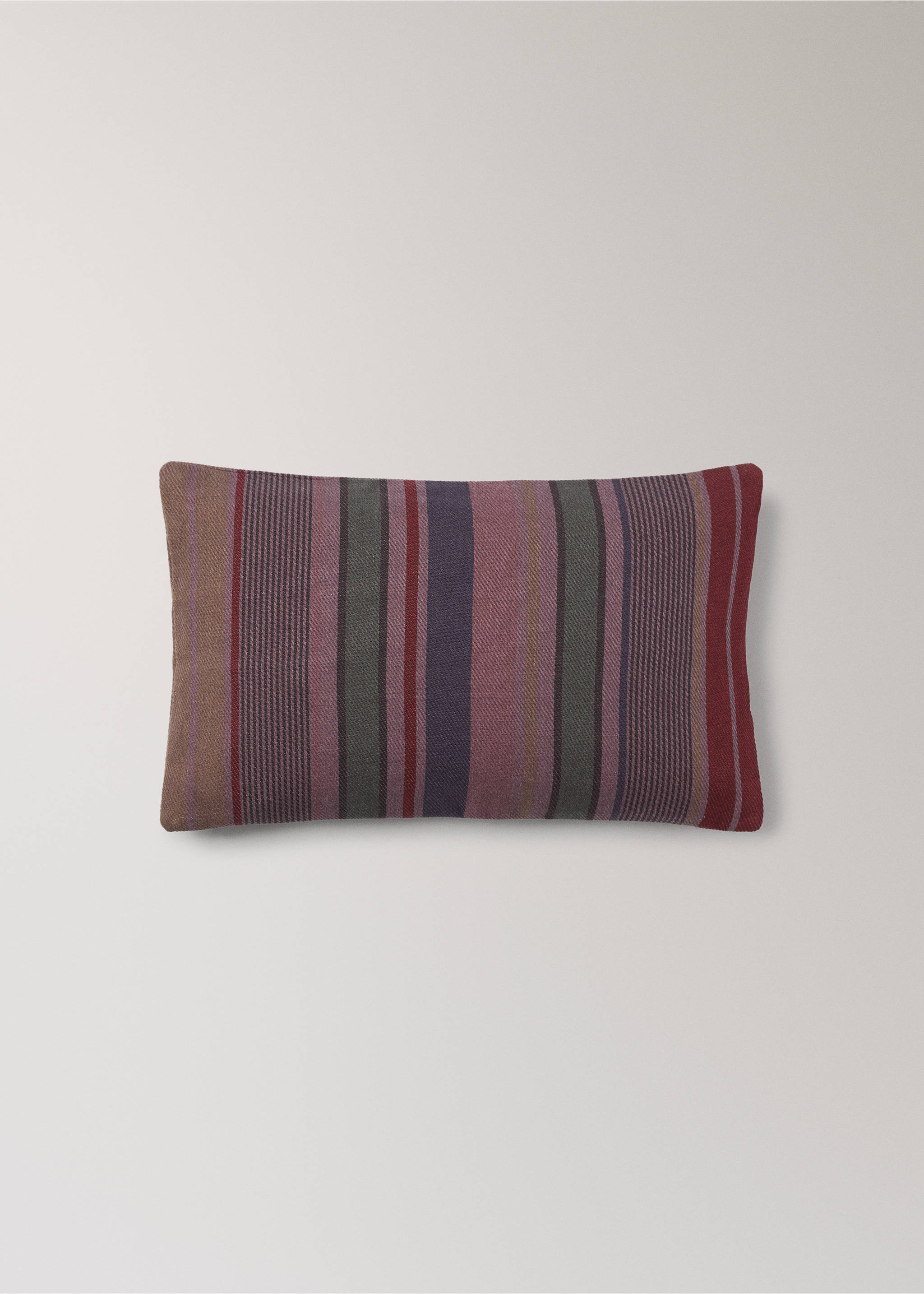 Cotton overdyed striped cushion cover 30x50 cm - Details of the article 1, Plum. Ref: 17003324-00.