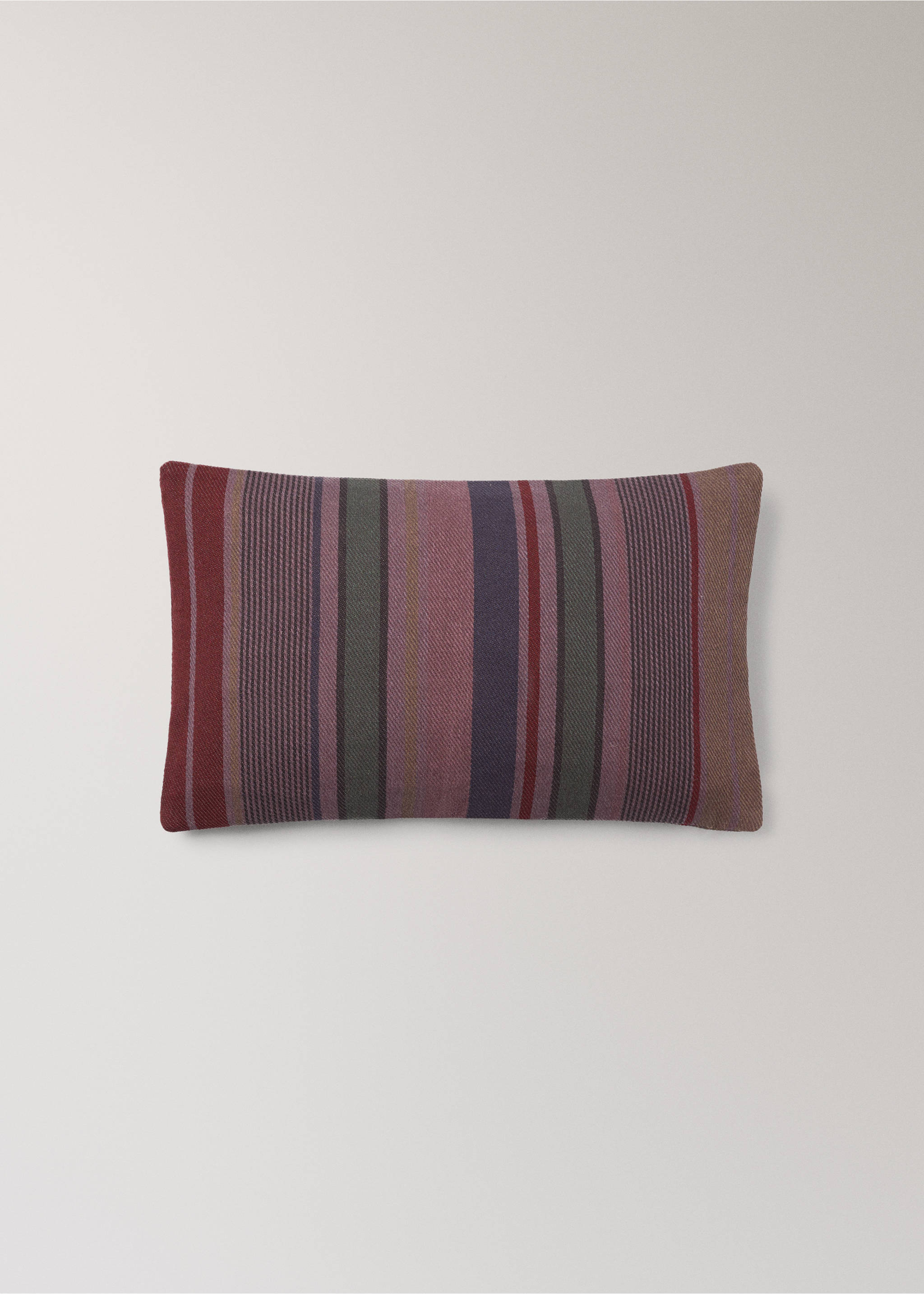 Cotton overdyed striped cushion cover 30x50 cm - Article without model, Plum. Ref: 17003324-00.