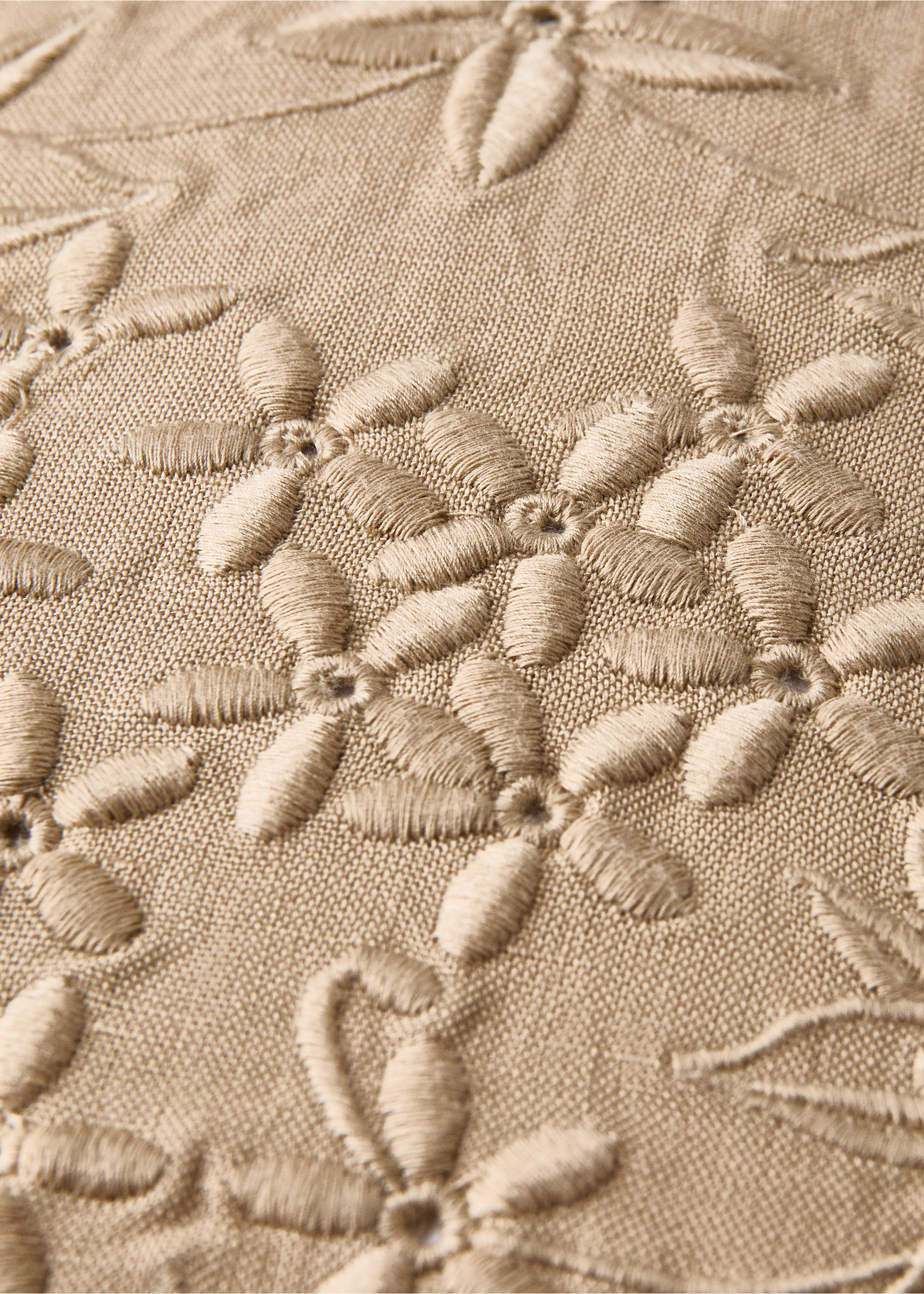 Cotton linen embroidered cushion cover 30x50 cm - Details of the article 4, Yellow. Ref: 17003339-00.