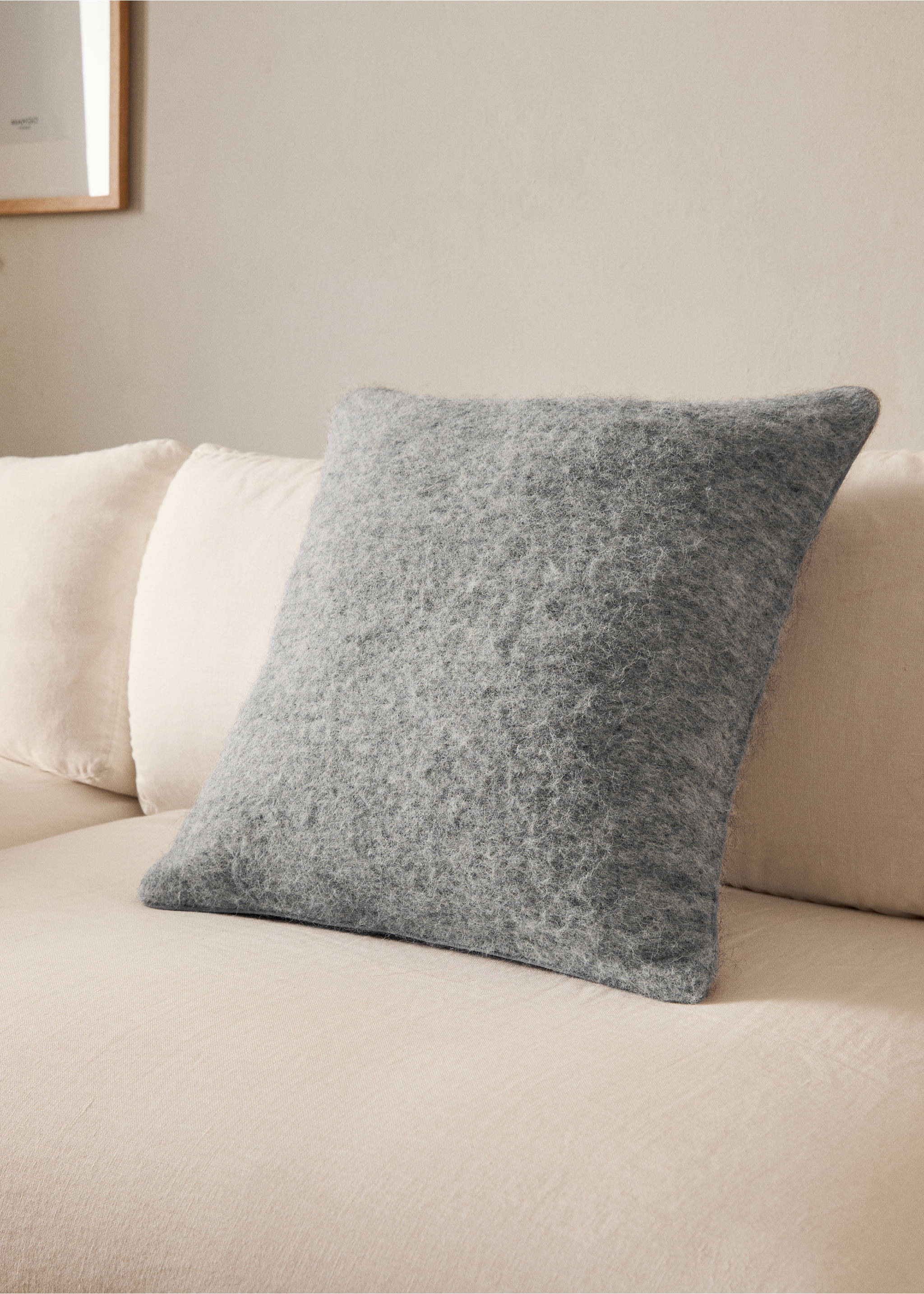 Carded-effect cushion cover 50x50 cm - General plane, Grey. Ref: 17003340-00.