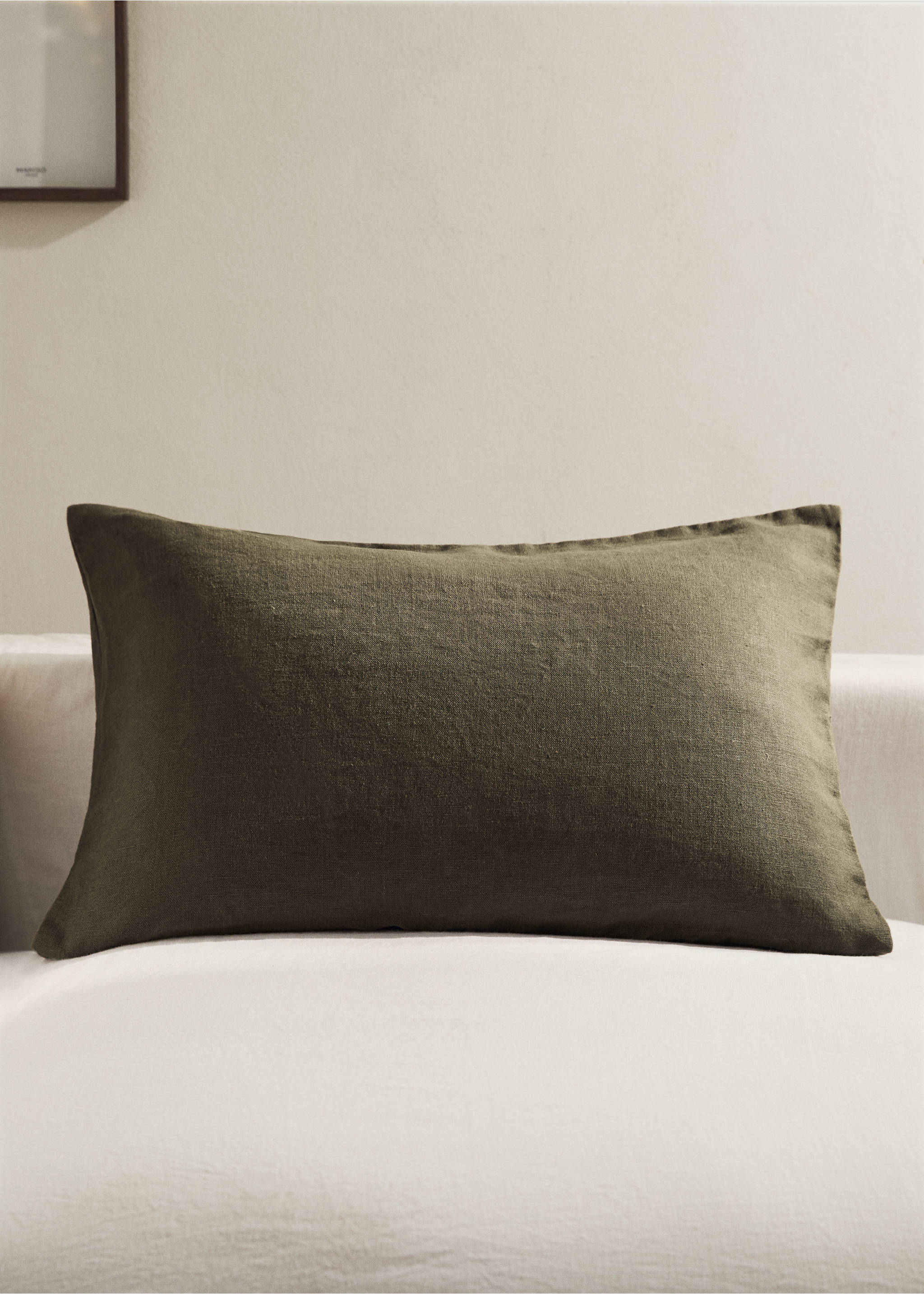 Linen cushion cover with zip 40x60 cm - General plane, Olive Green. Ref: 17003342-00.