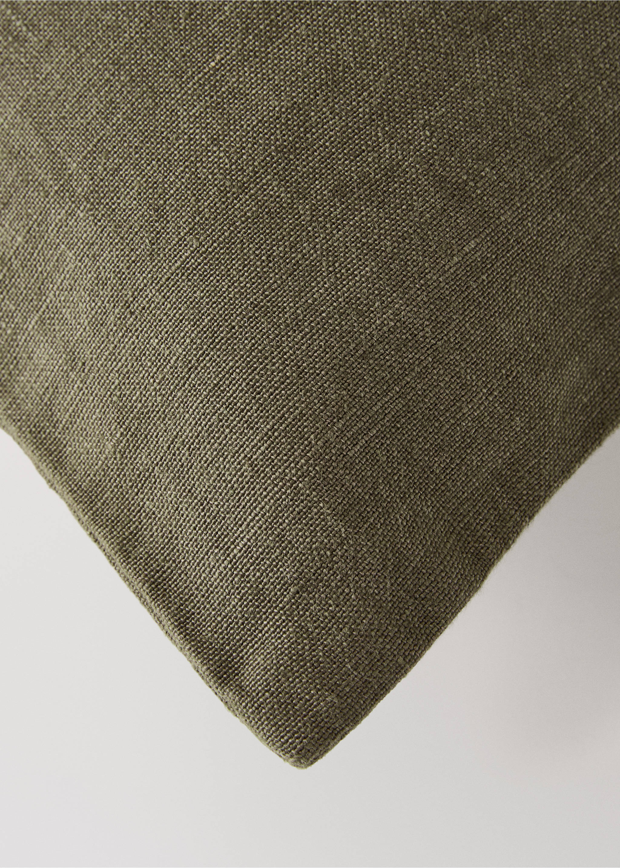 Linen cushion cover with zip 40x60 cm - Details of the article 1, Olive Green. Ref: 17003342-00.
