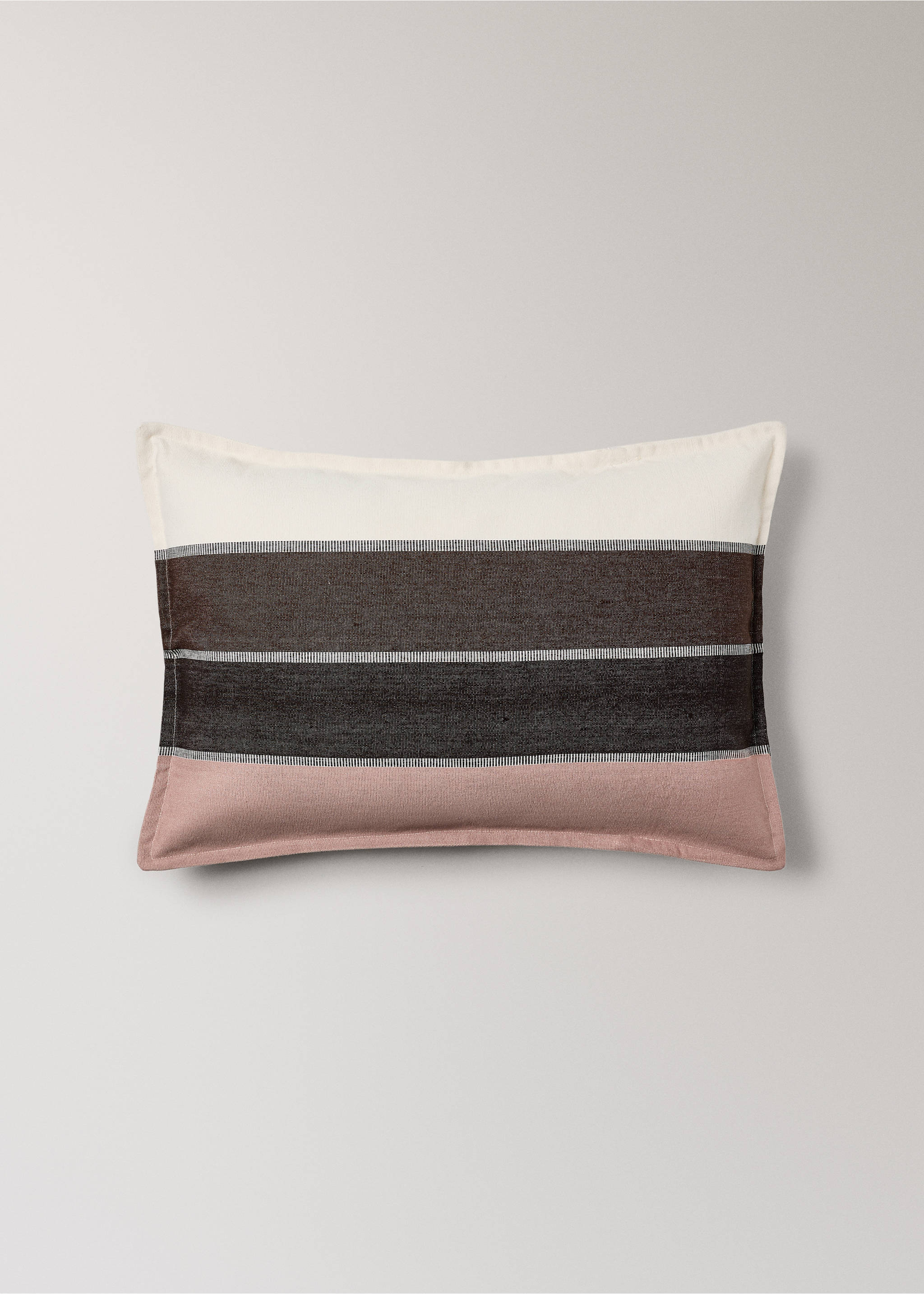 Kissenbezug aus Baumwolle mit Streifen, Größe 40x60 cm - Artikel ohne Model, Kaffeebraun. Ref: 17003343-00.