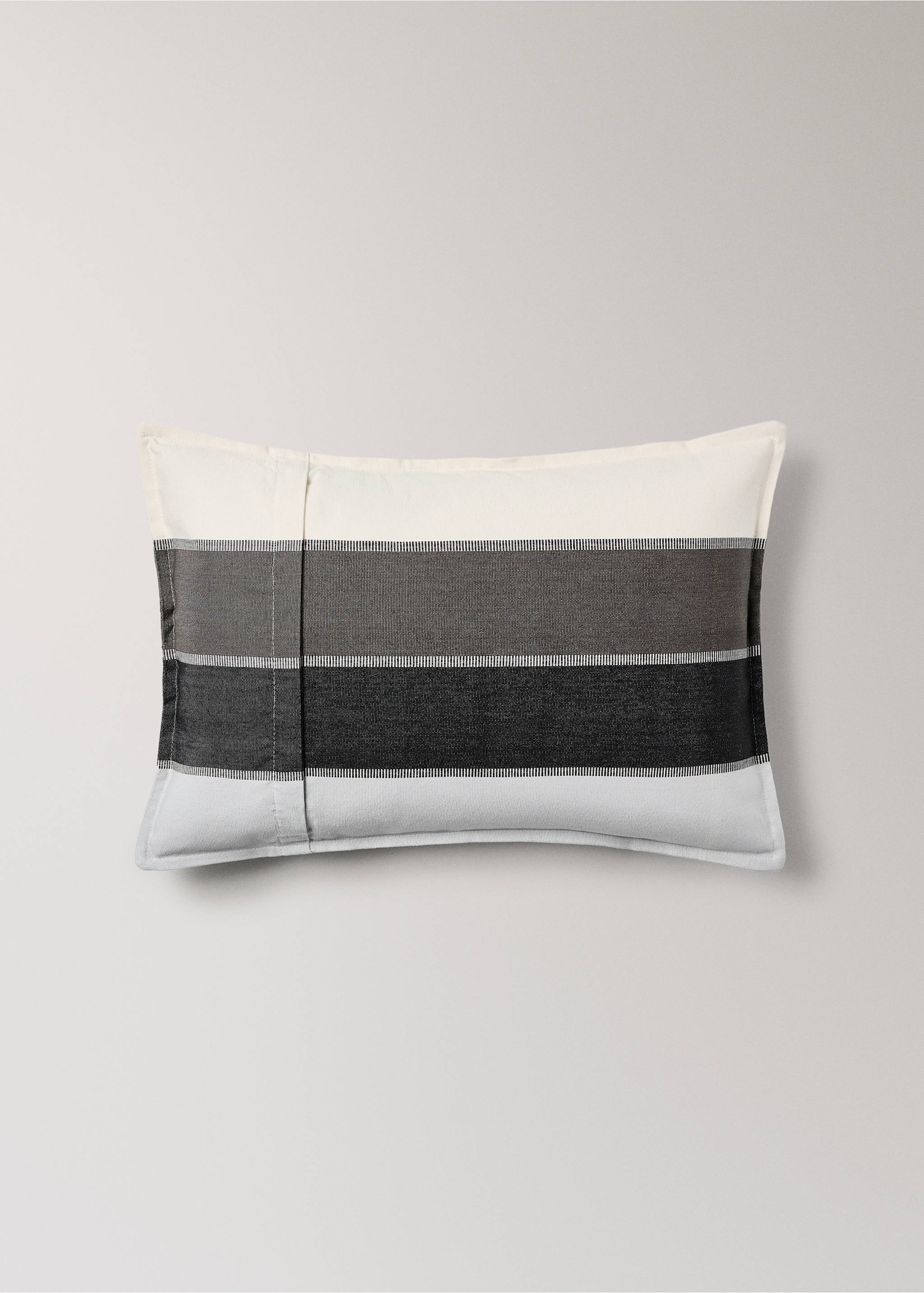 Cotton striped cushion cover 40x60 cm - Details of the article 1, Dark Grey. Ref: 17003343-00.