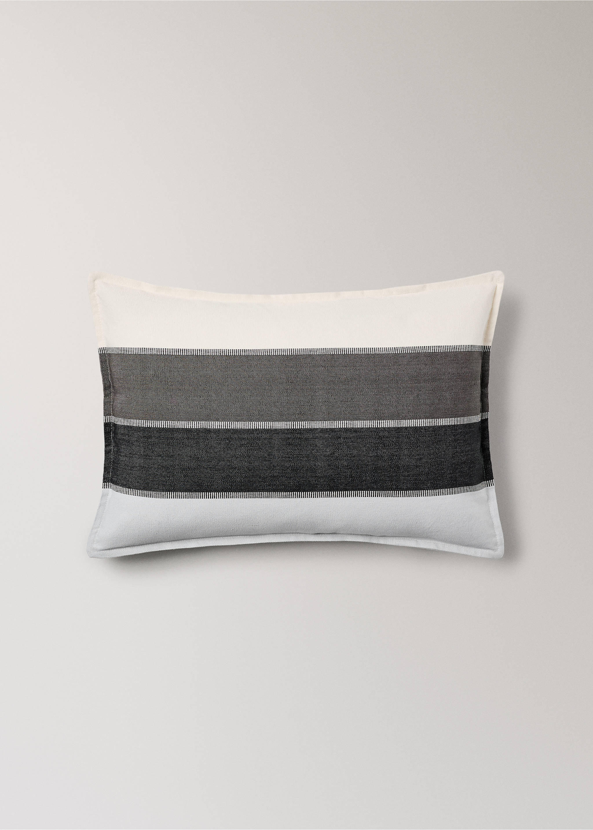 Cotton striped cushion cover 40x60 cm - Article without model, Dark Grey. Ref: 17003343-00.