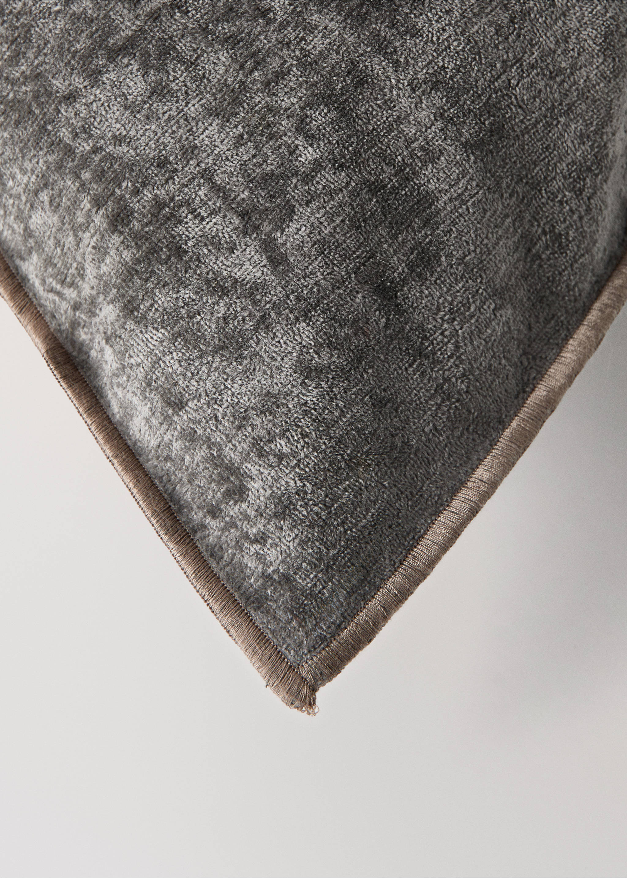 Housse de coussin velours et lin 40x60 cm - Détail de l'article 2, Gris. Ref: 17003348-00.