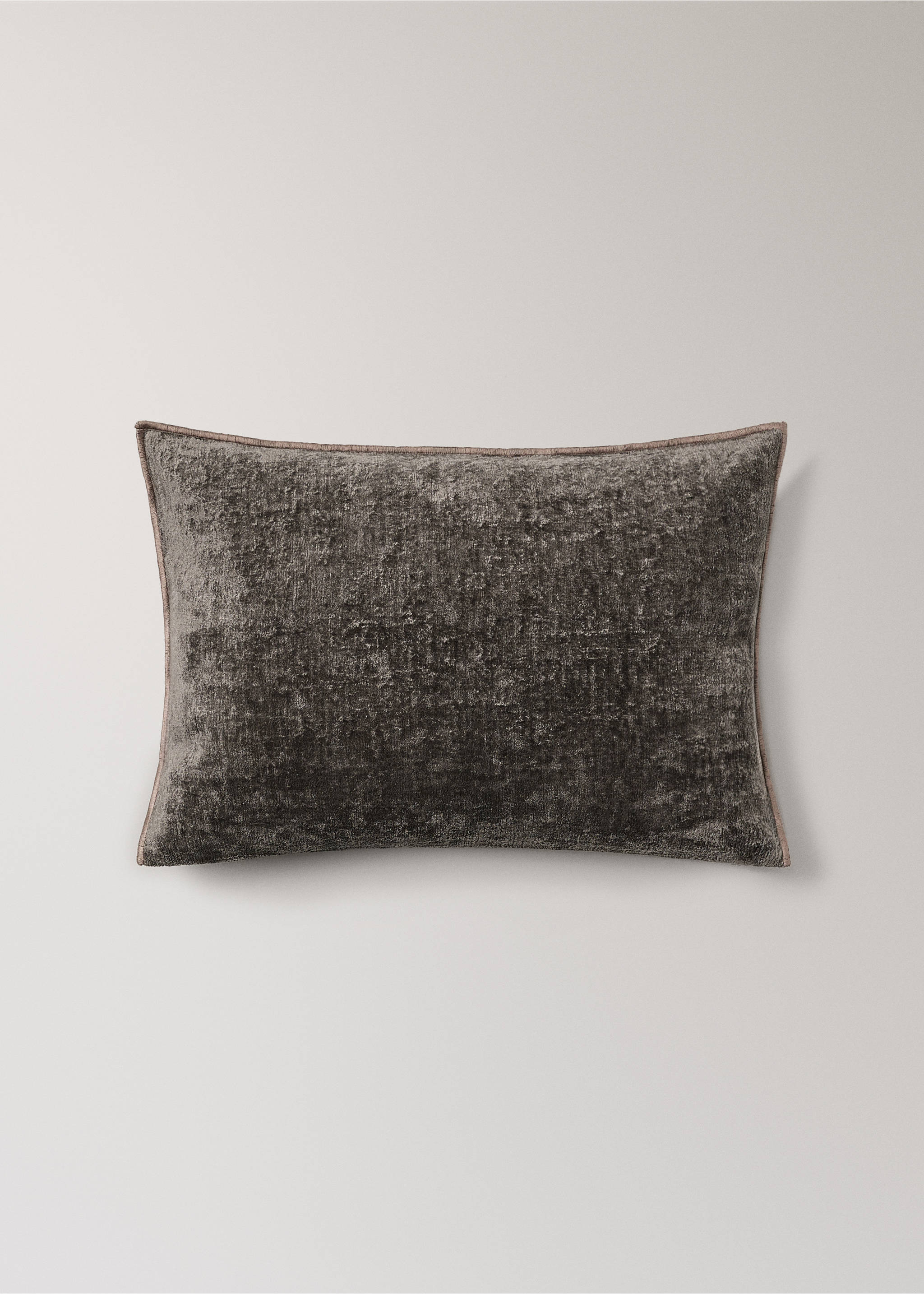 Housse de coussin velours et lin 40x60 cm - Article sans modèle, Gris. Ref: 17003348-00.