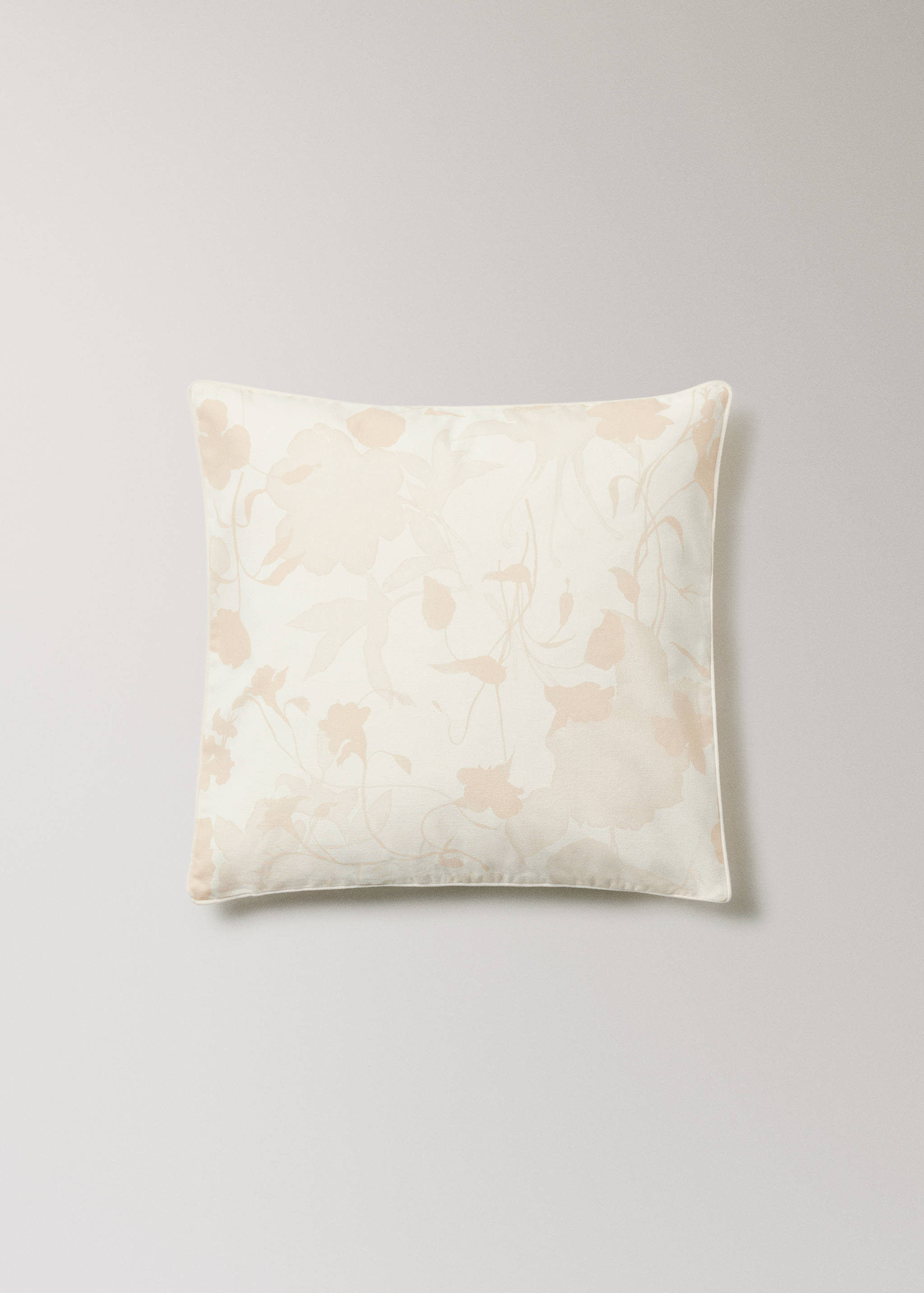 Floral-print cushion cover with velvet piping 50x50 cm - Article without model