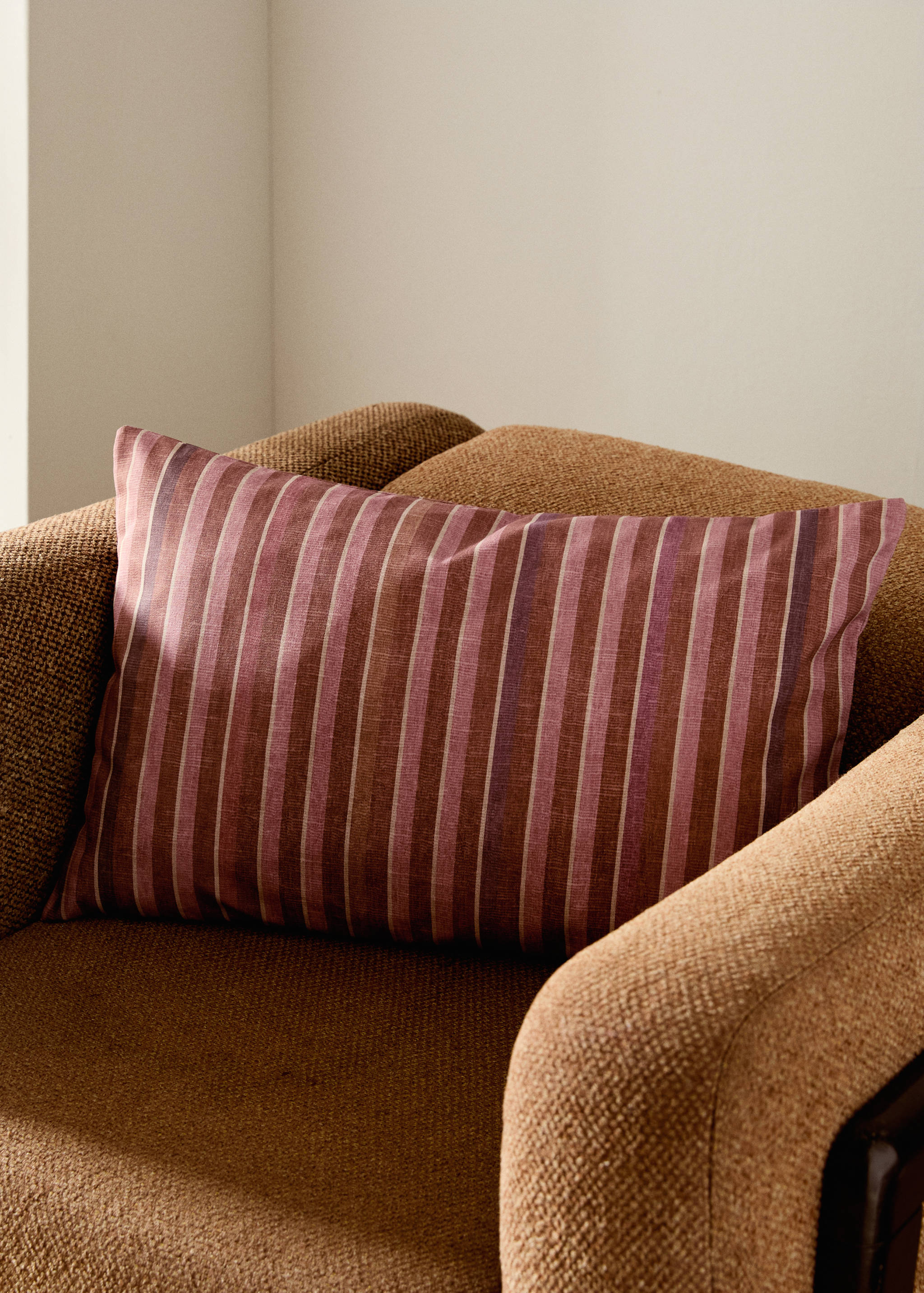 Housse de coussin en coton rayure imprimée 40x60 cm - Plan général
