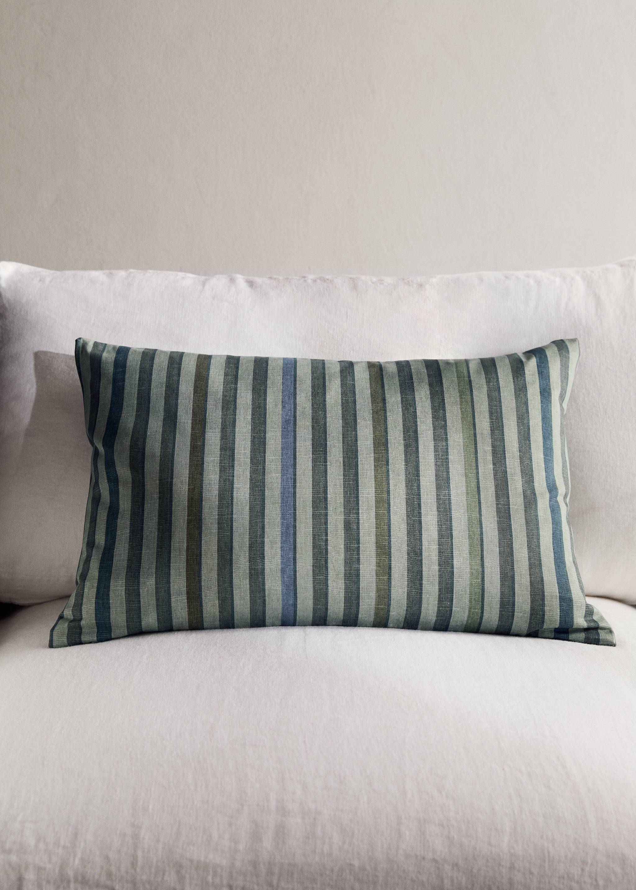 Housse de coussin en coton rayure imprimée 40x60 cm - Plan général