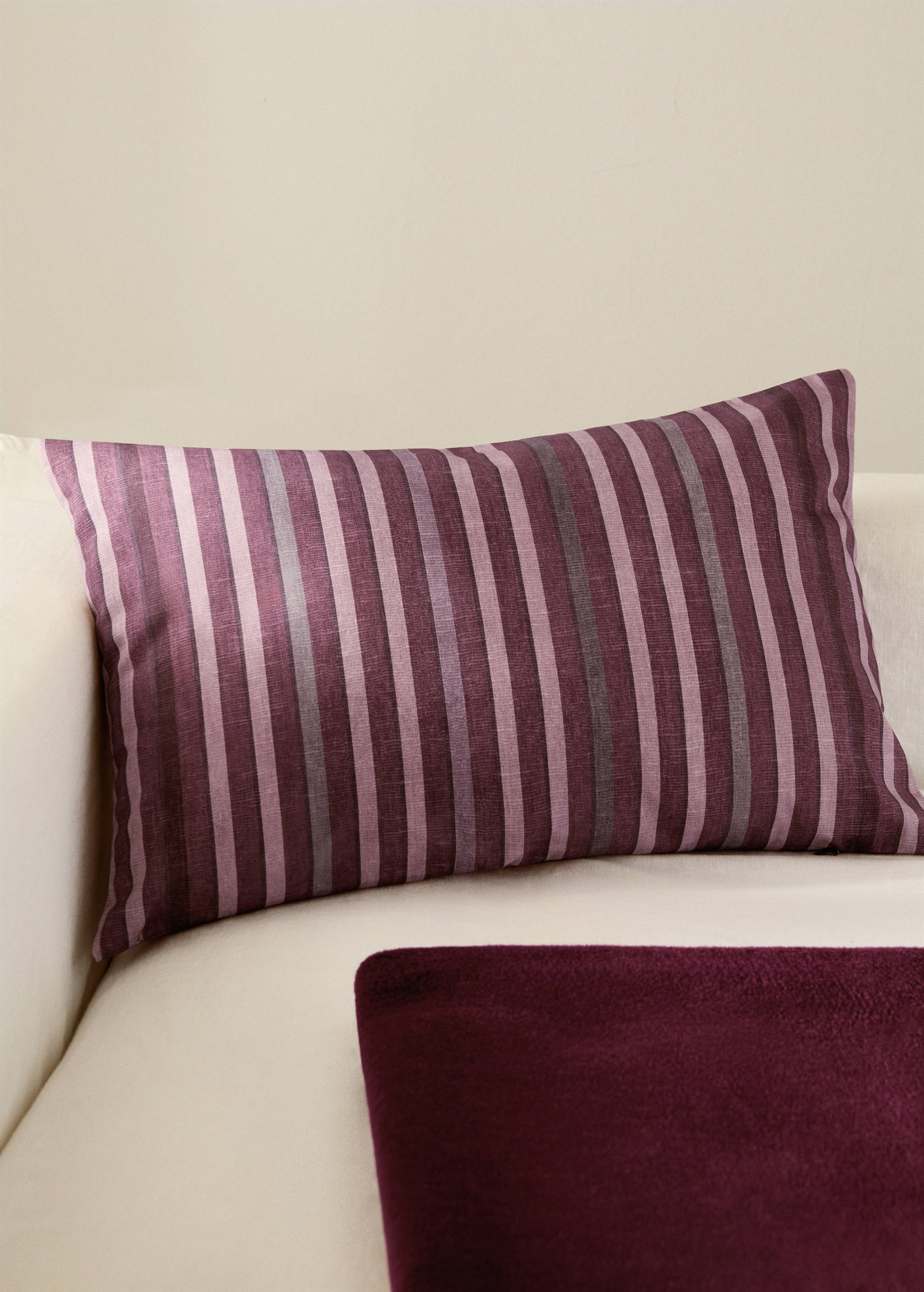 Housse de coussin en coton rayure imprimée 40x60 cm - Plan général