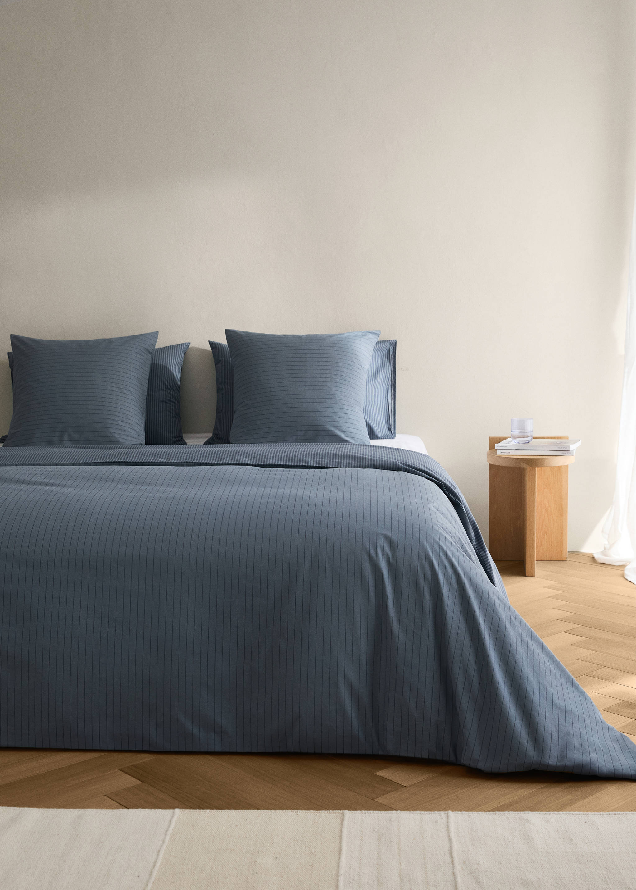Housse de couette percale de coton rayures réversible lit 180/200 cm - Plan général