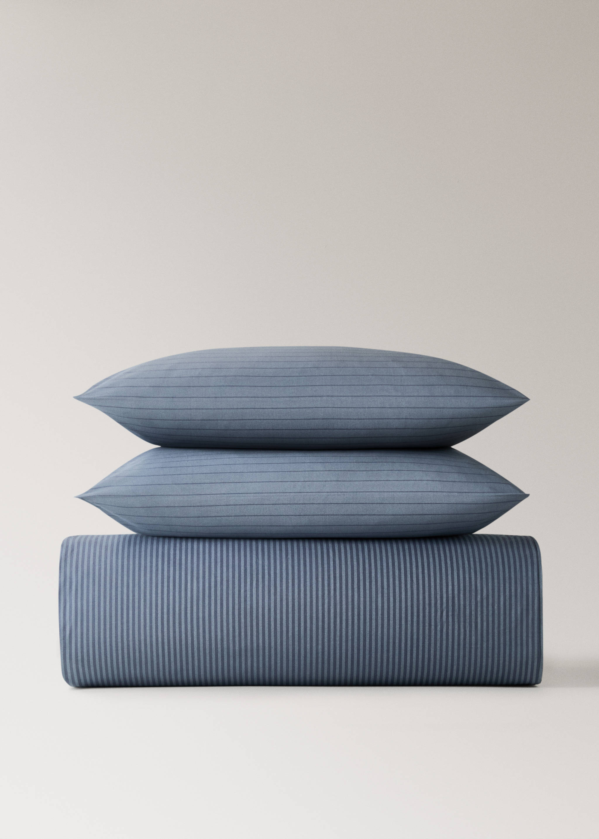 Housse de couette percale de coton rayures réversible lit 180/200 cm - Détail de l'article 4
