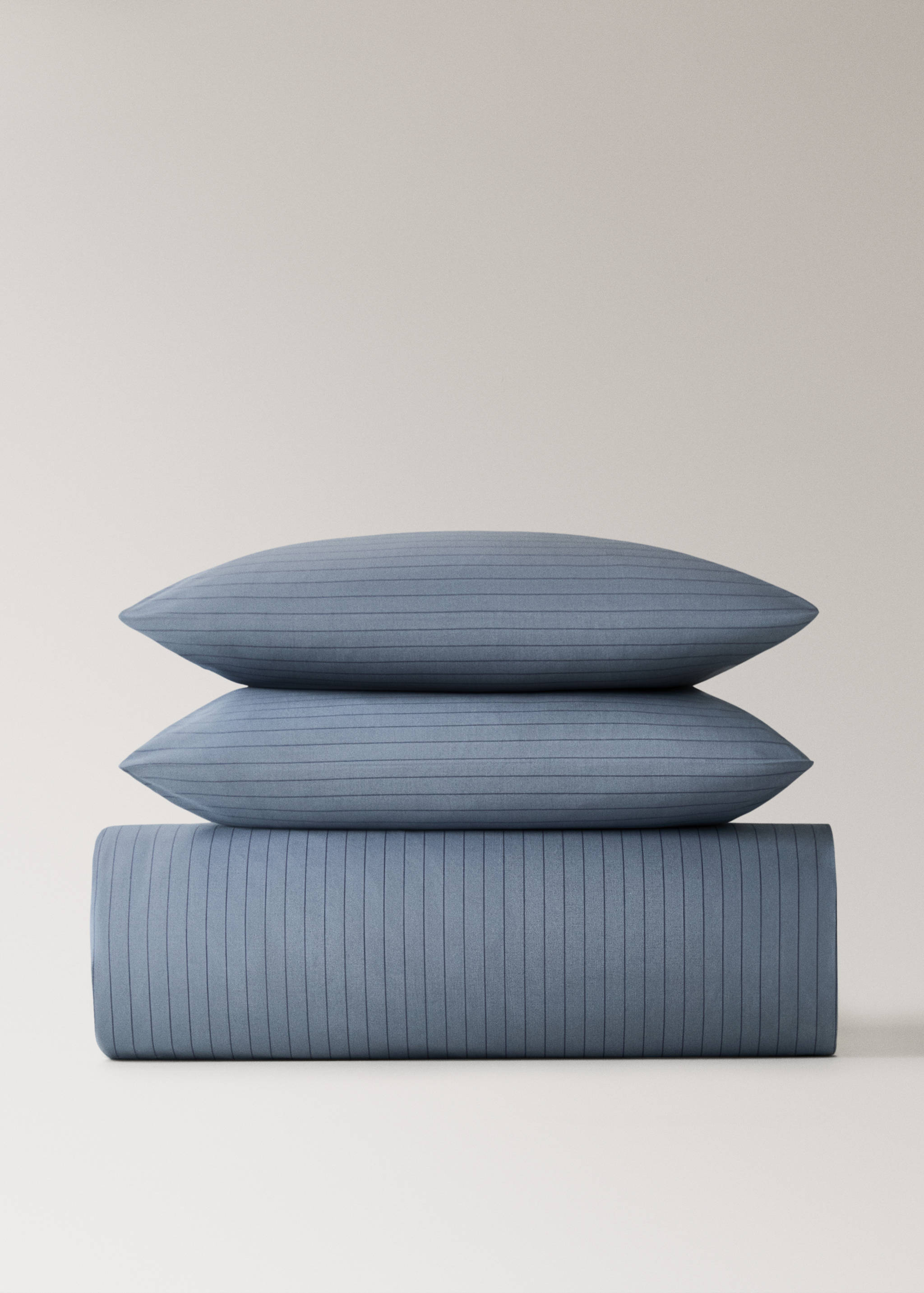 Housse de couette percale de coton rayures réversible lit 180/200 cm - Article sans modèle