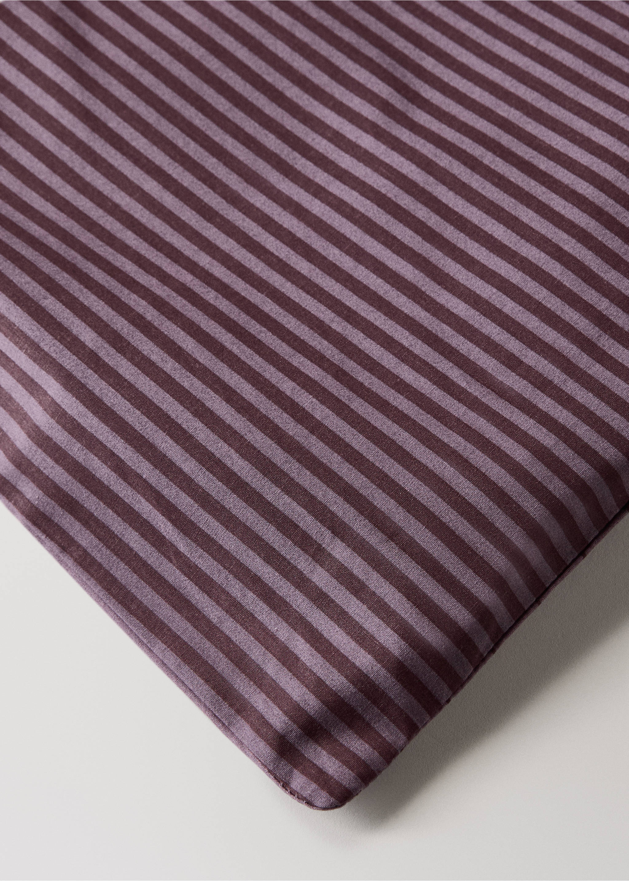 Housse de couette percale de coton rayures réversible lit 180/200 cm - Détail de l'article 3, Prune. Ref: 17003825-00.