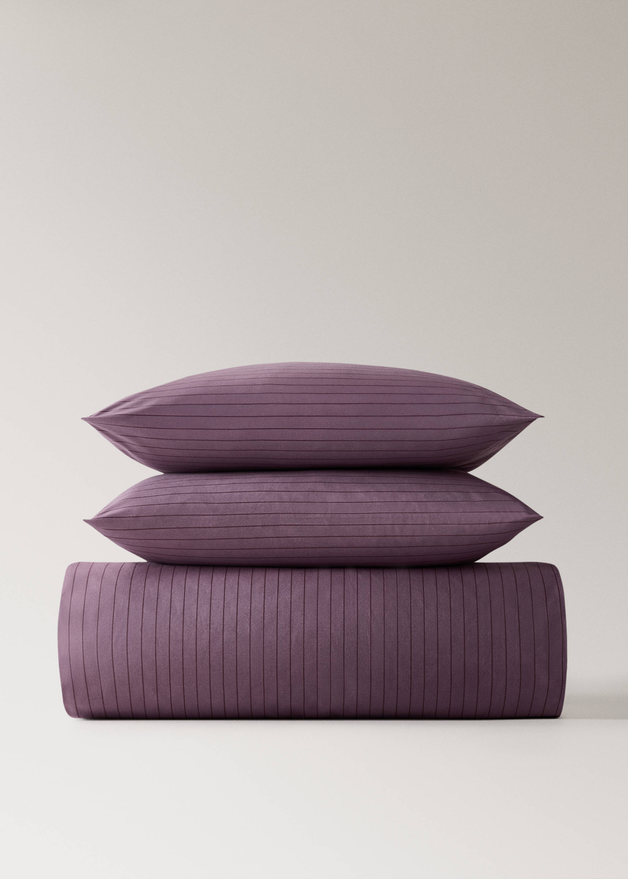 Housse de couette percale de coton rayures réversible lit 180/200 cm - Article sans modèle