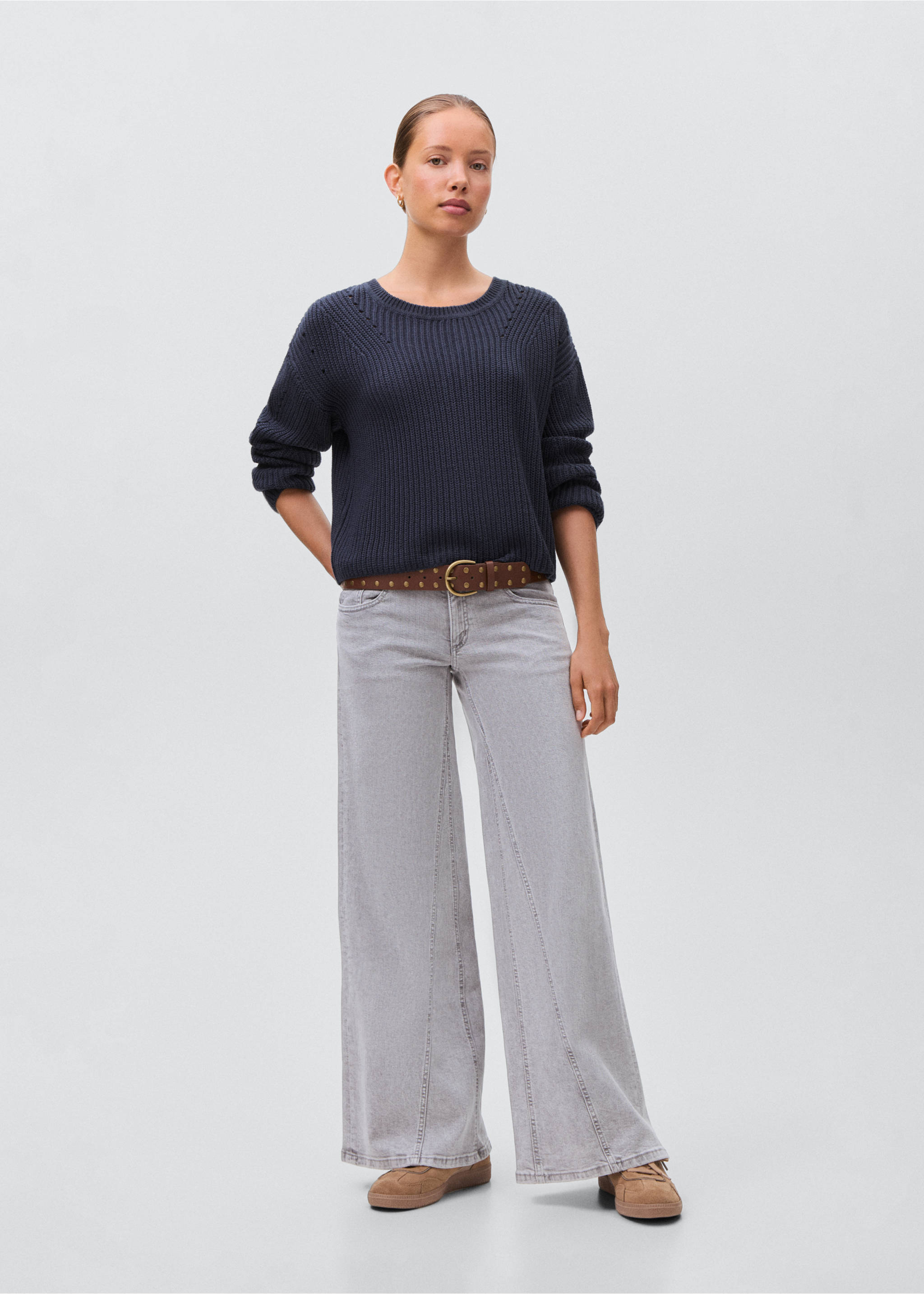 Oversize Strickpullover - Allgemeine Ansicht, Marineblau. Ref: 17004085-00.