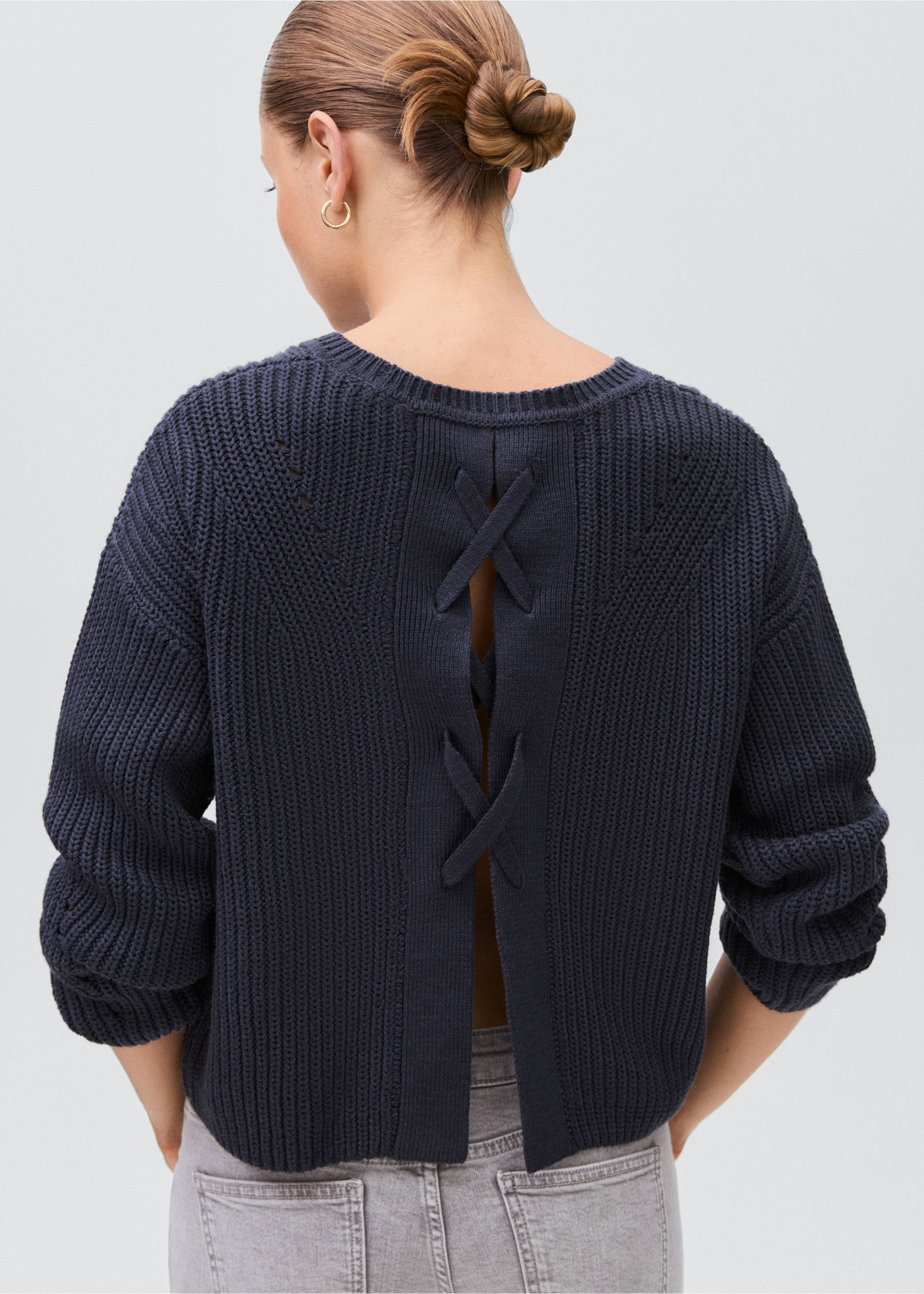 Oversize knit sweater - Reverse of the article, Navy. Ref: 17004085-00.