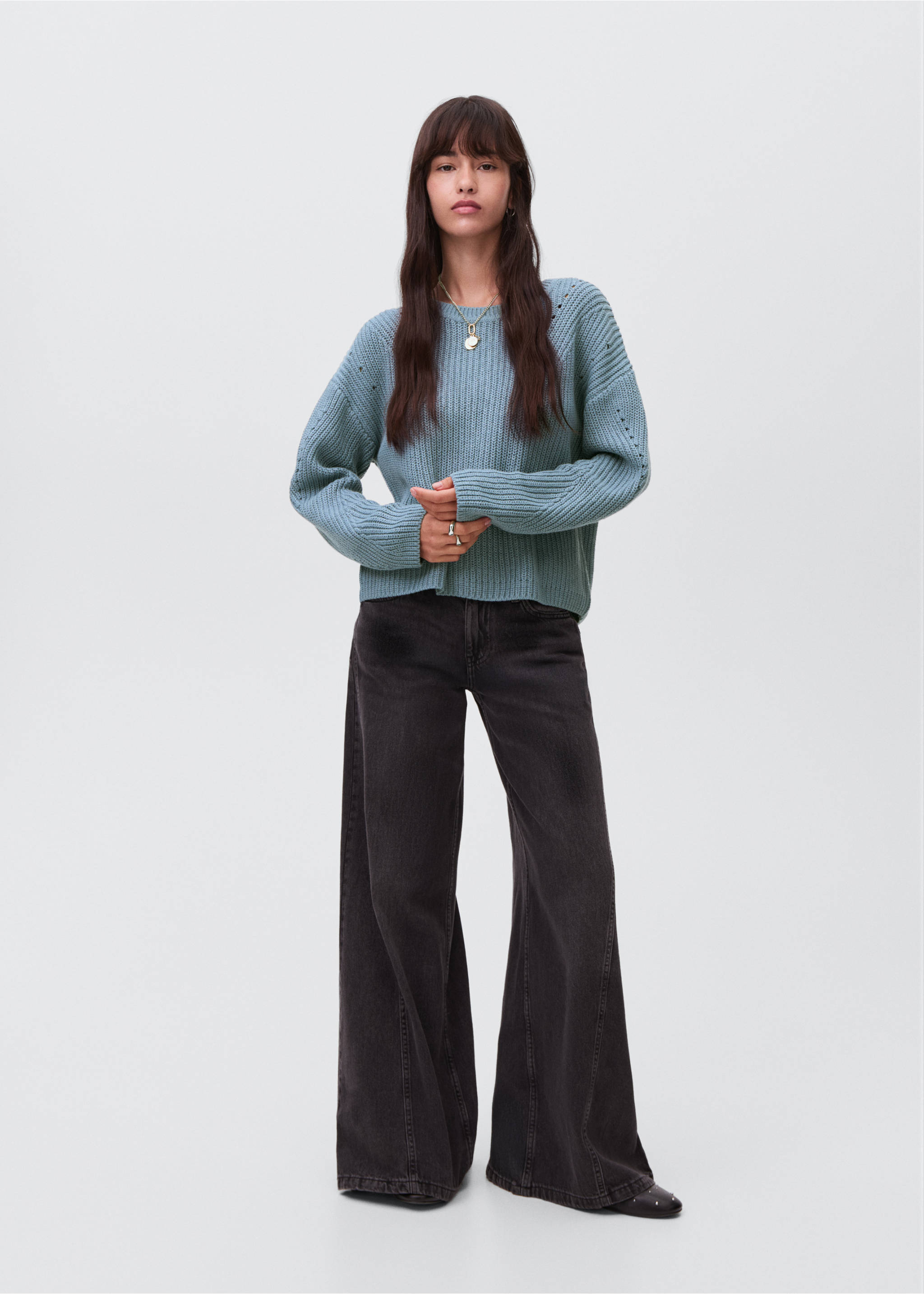 Oversize knit sweater - General plane, Petrol Blue. Ref: 17004085-00.