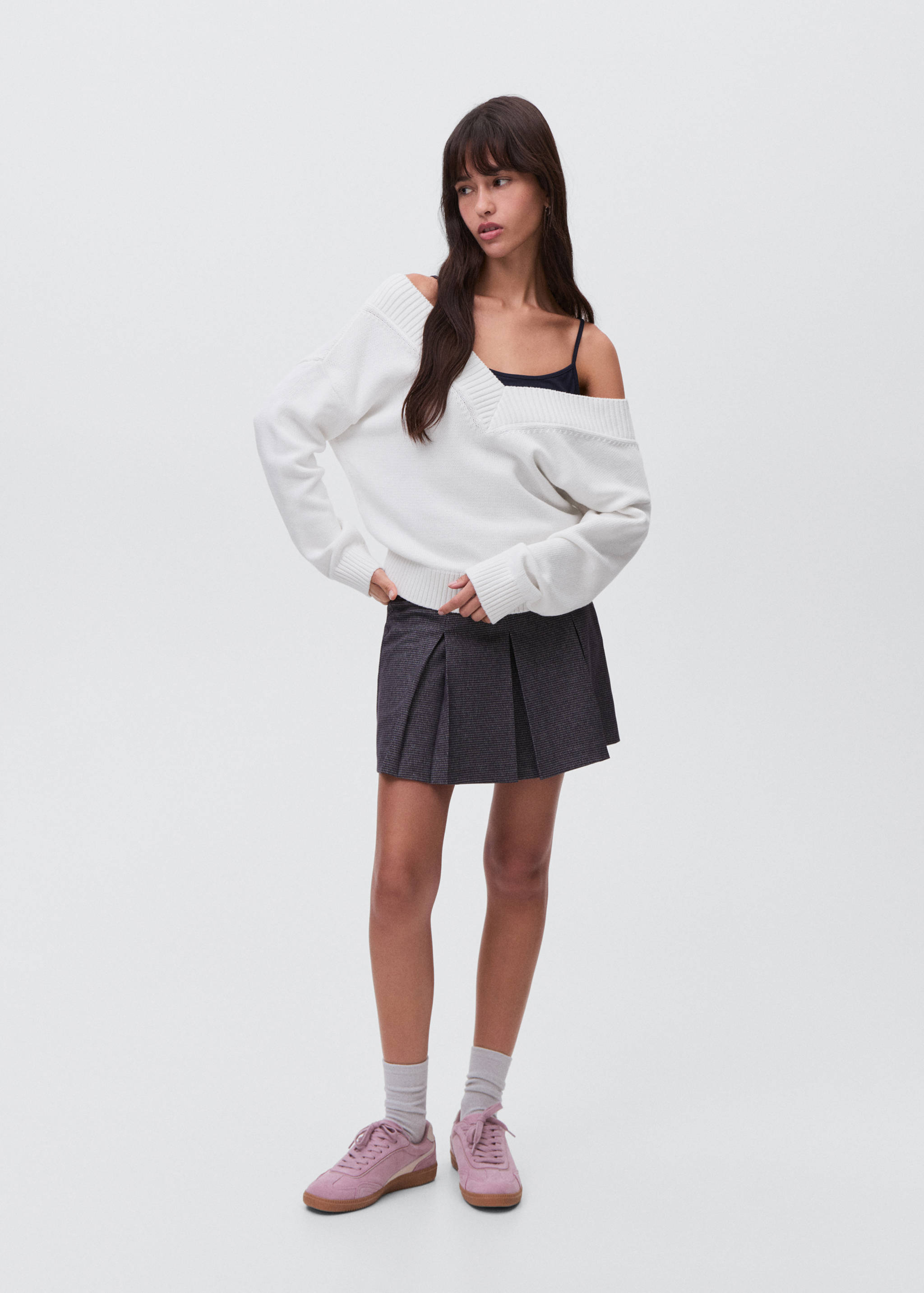 Pull-over maille col en V - Plan général