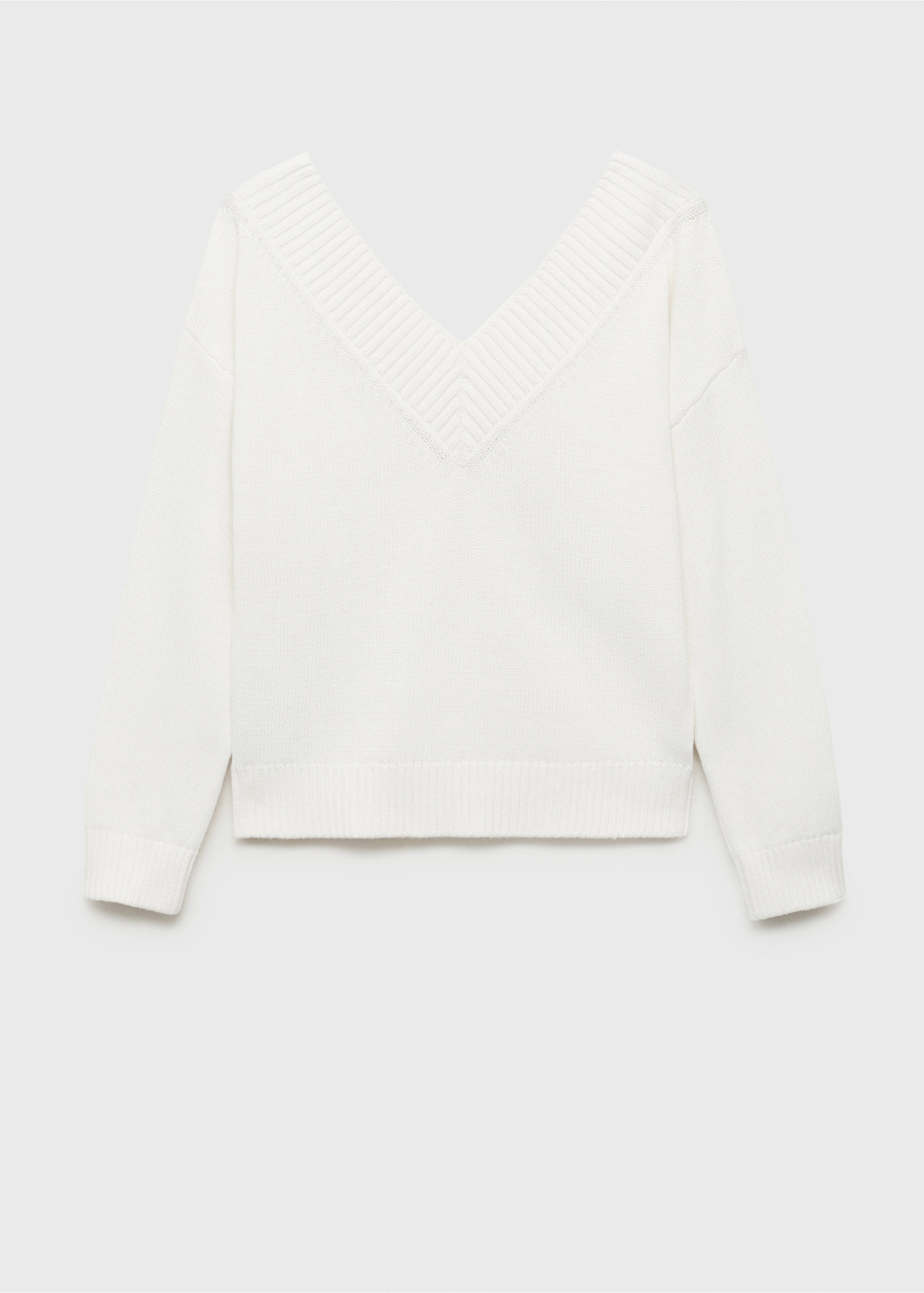 V-neck knit sweater - Article without model, White. Ref: 17004086-00.