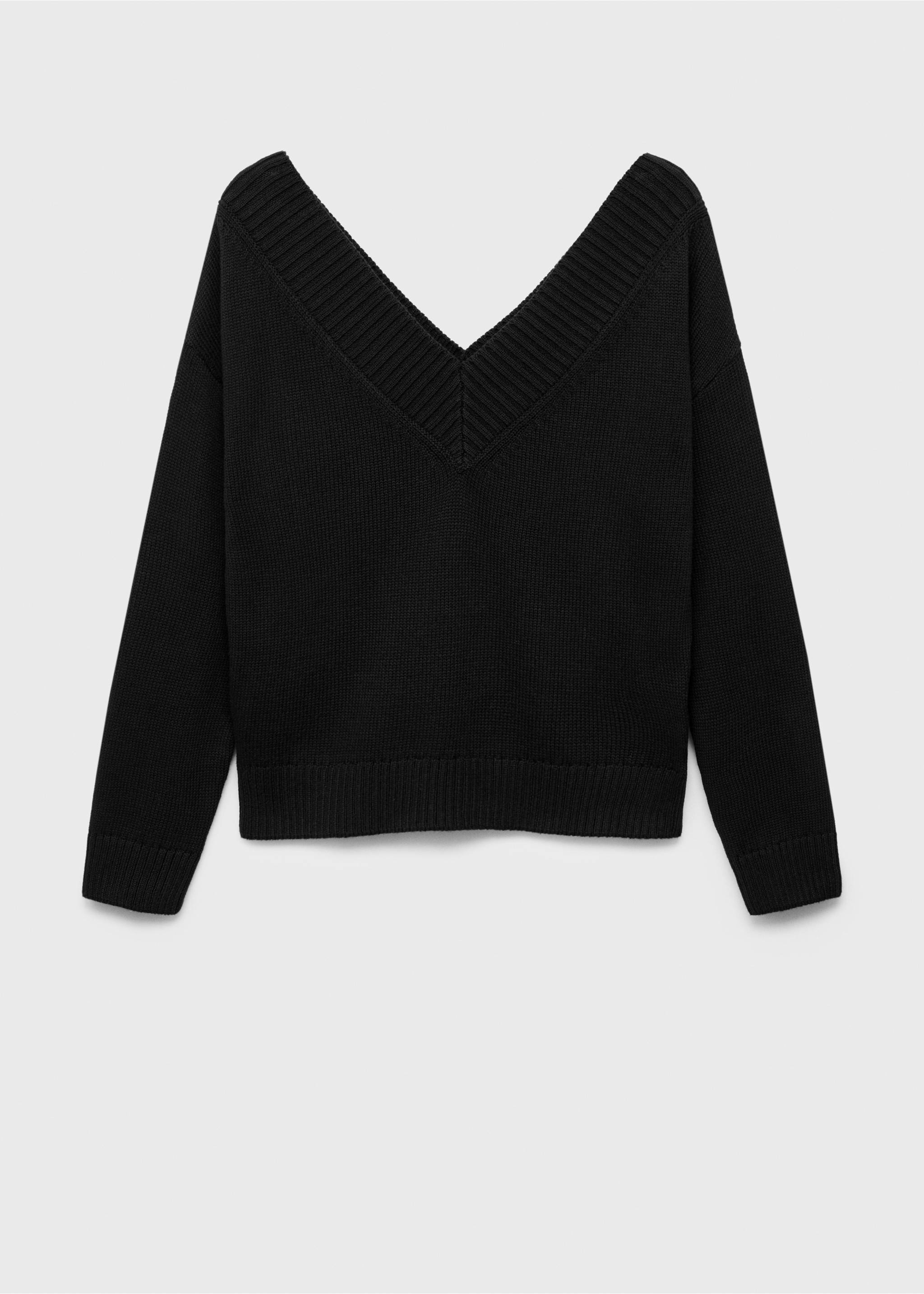 V-neck knit sweater - Article without model, Black. Ref: 17004086-00.