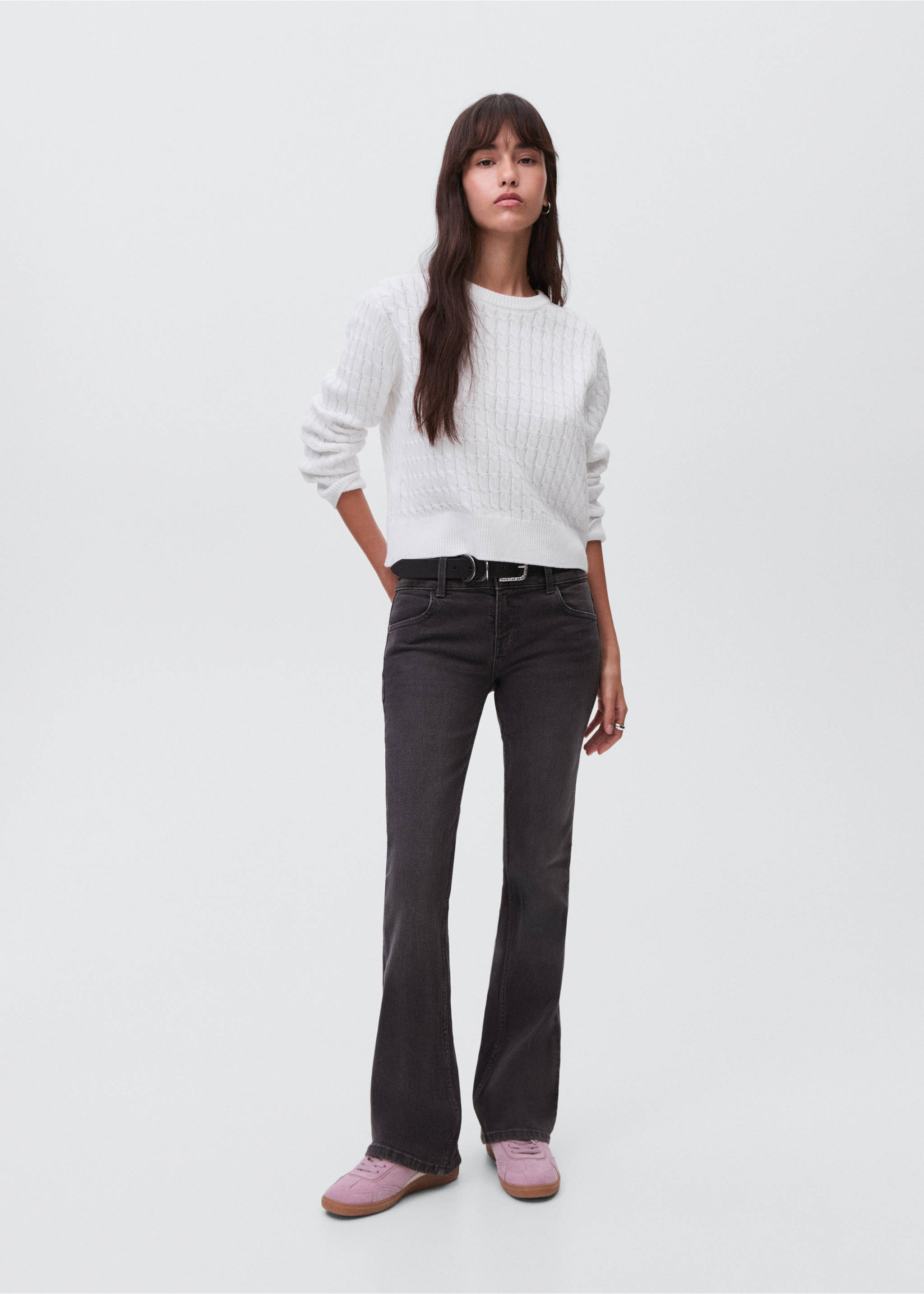 Braided knitted sweater - General plane, White. Ref: 17004089-00.