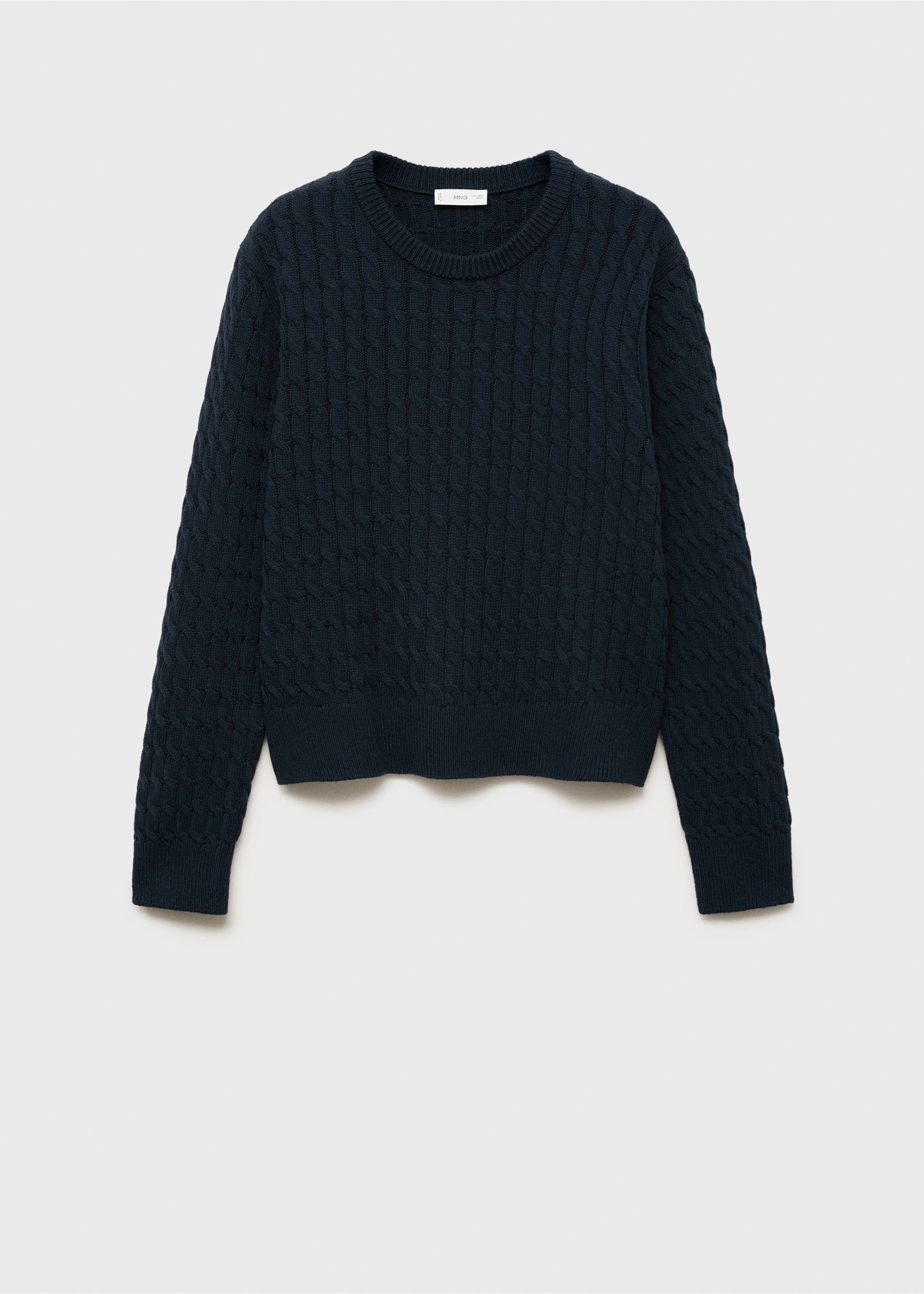 Braided knitted sweater - Article without model, Navy. Ref: 17004089-00.