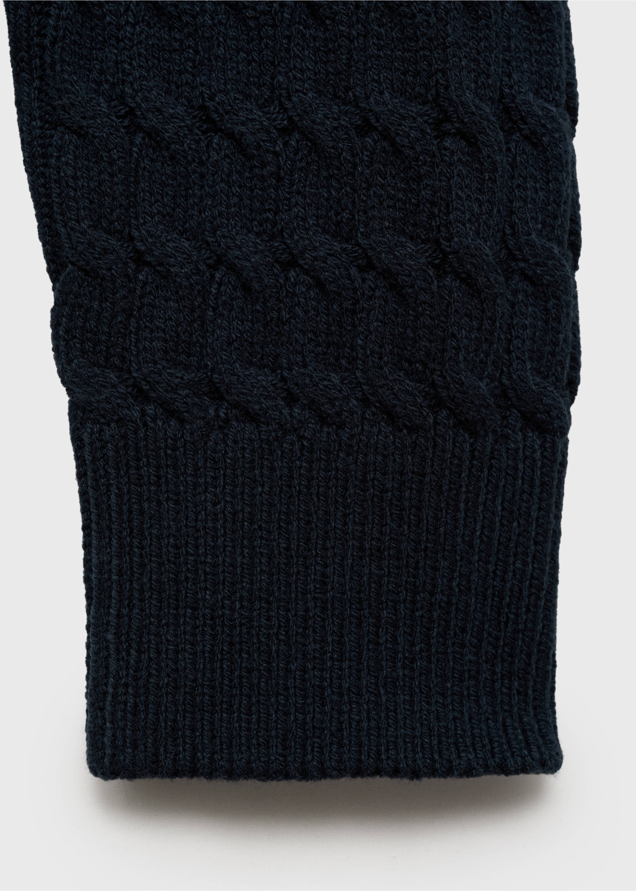 Braided knitted sweater - Details of the article 8, Navy. Ref: 17004089-00.